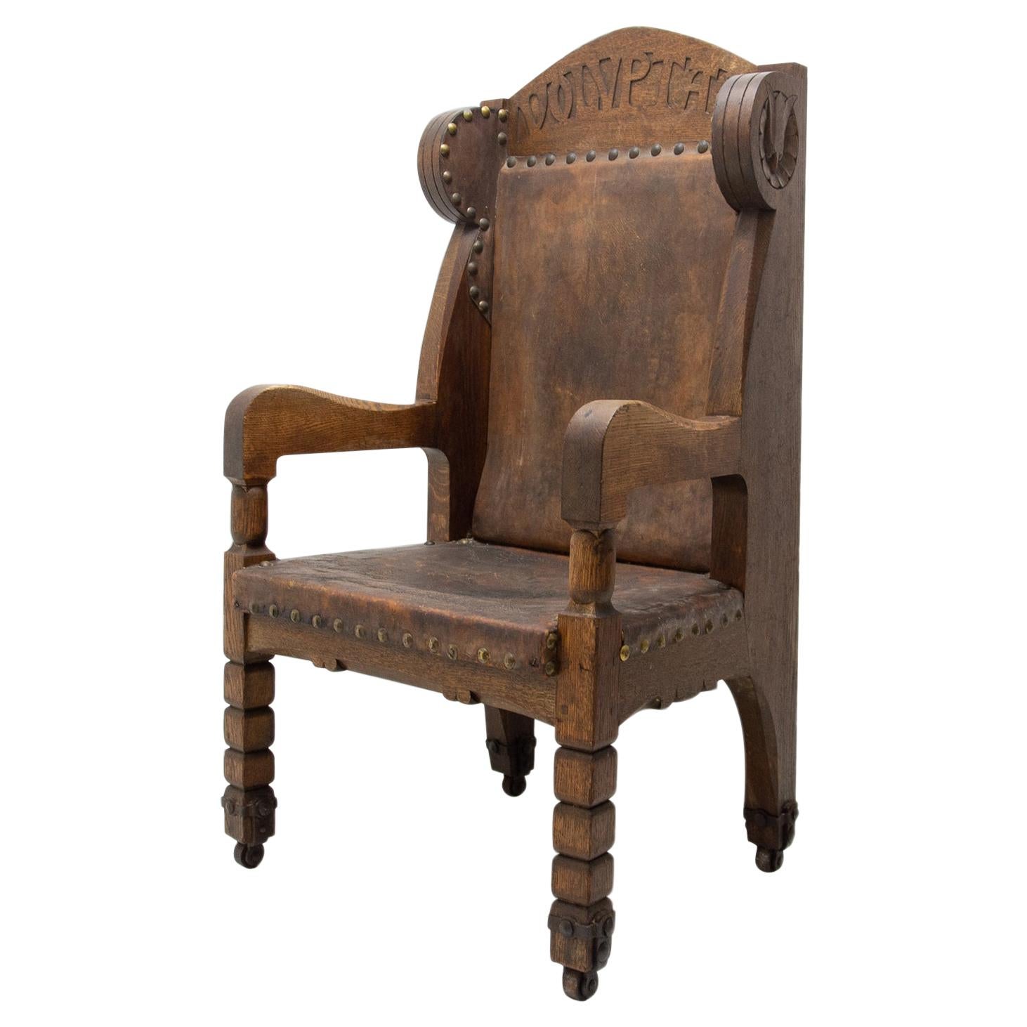 Late 19th Century Massive Throne Chair in Historicist Style For Sale