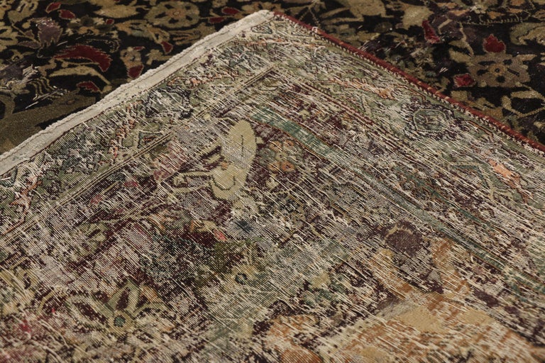 Late 19th Century Medieval Distressed Antique Indian Agra Rug with ...