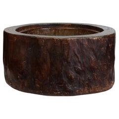 Late 19th Century, Meiji, Antique Japanese Keyaki Wooden Pot 'Hibachi'