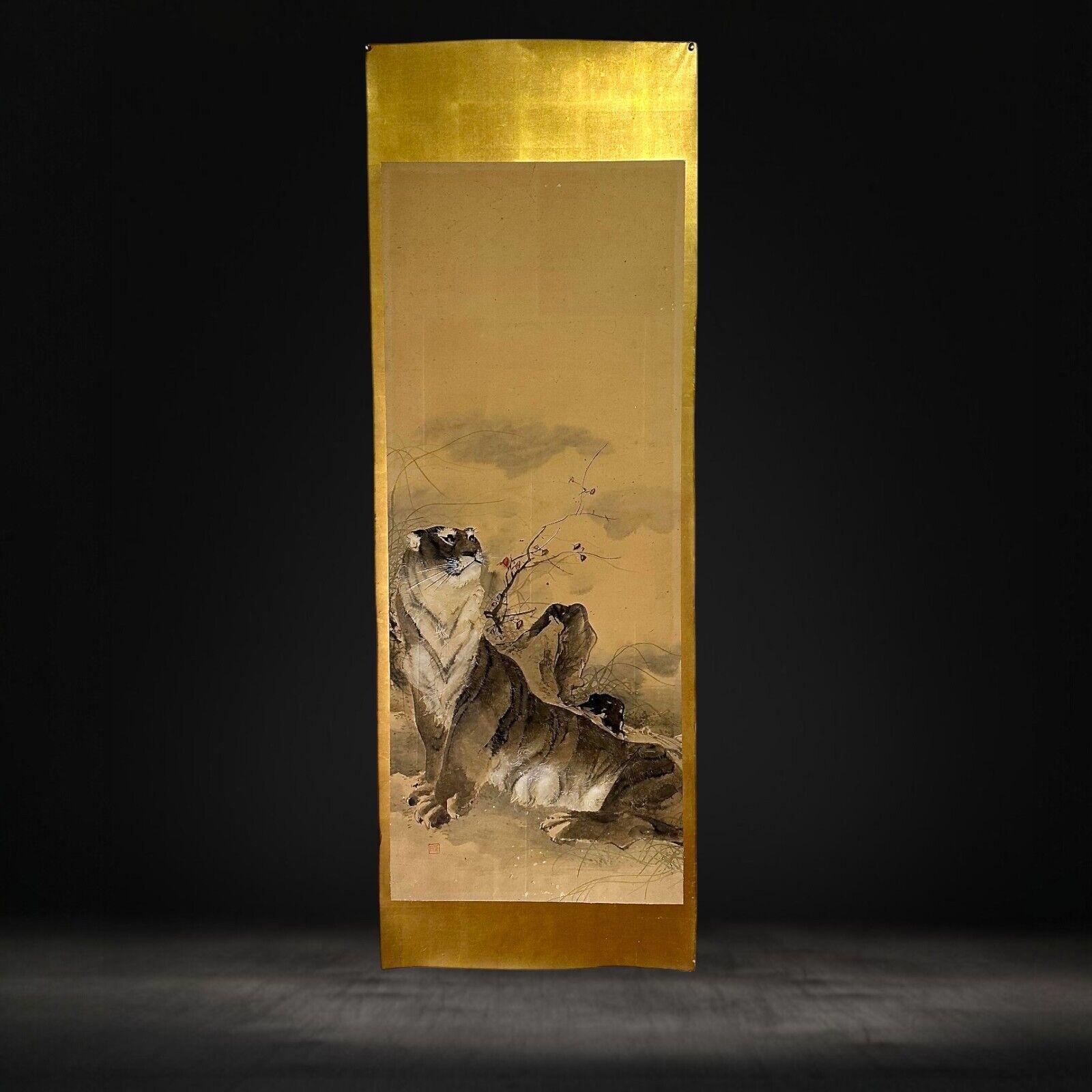 Japanese Late 19th century (Meiji period) painting depicting tiger For Sale