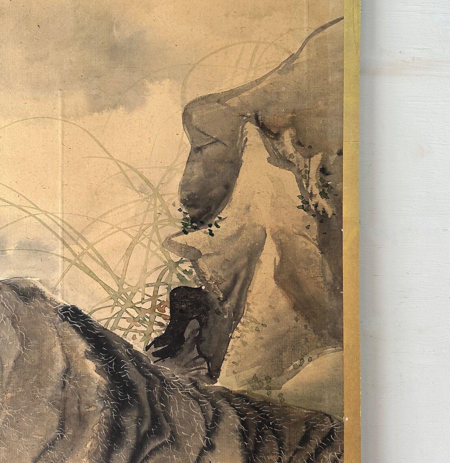 Late 19th century (Meiji period) painting depicting tiger In Good Condition For Sale In Fukuoka, JP