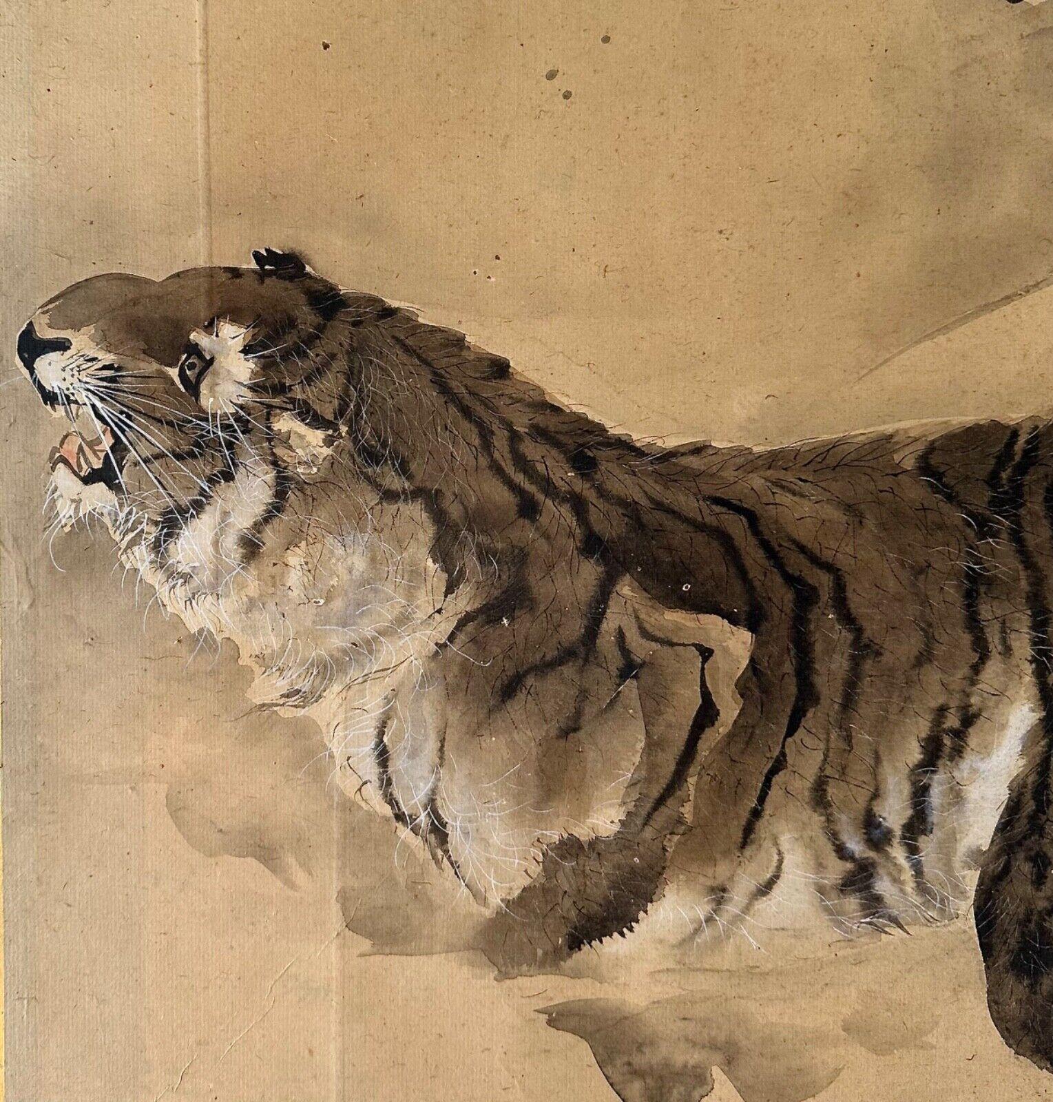 19th Century Late 19th century (Meiji period) painting depicting tiger For Sale
