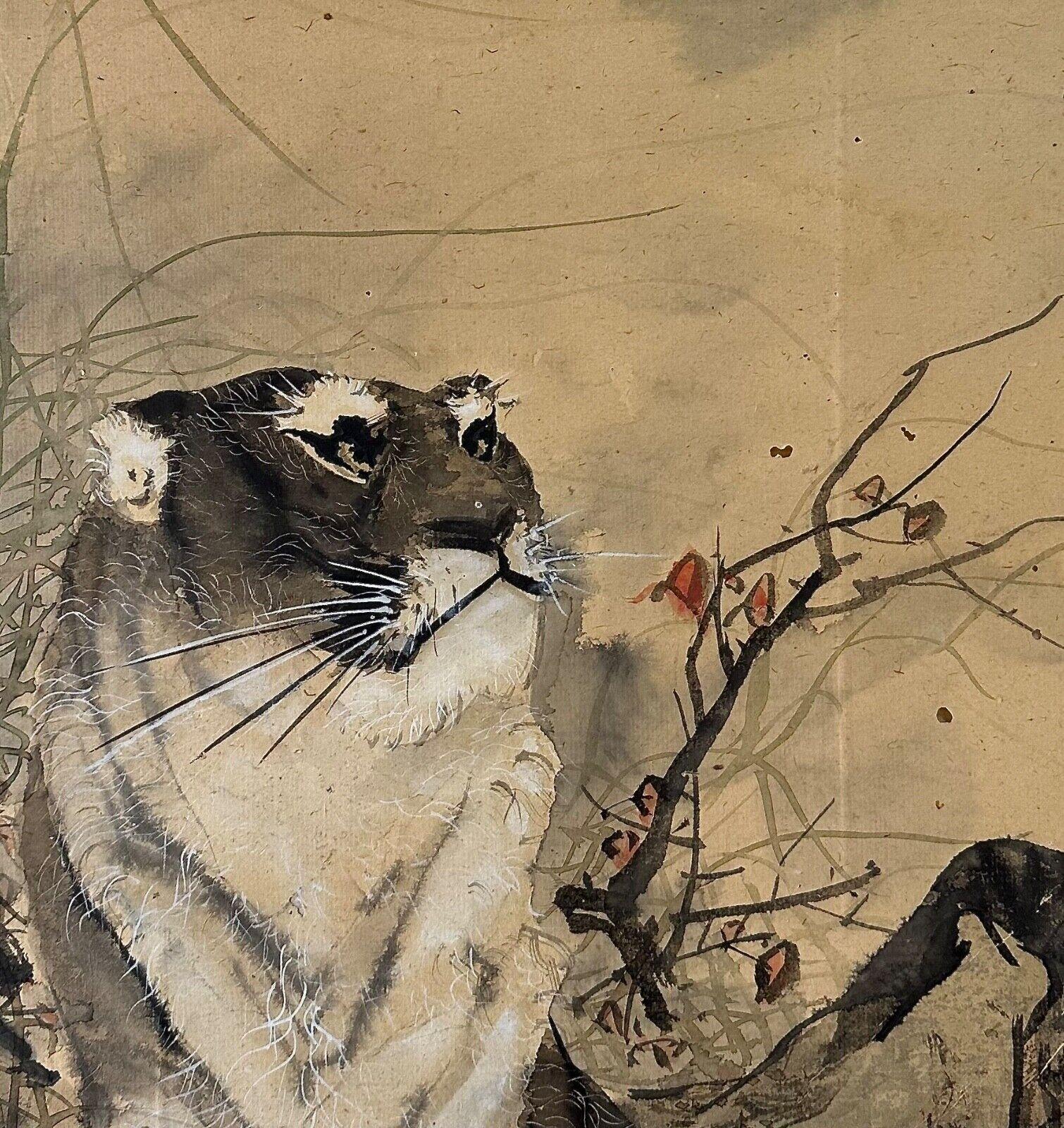 19th Century Late 19th century (Meiji period) painting depicting tiger For Sale