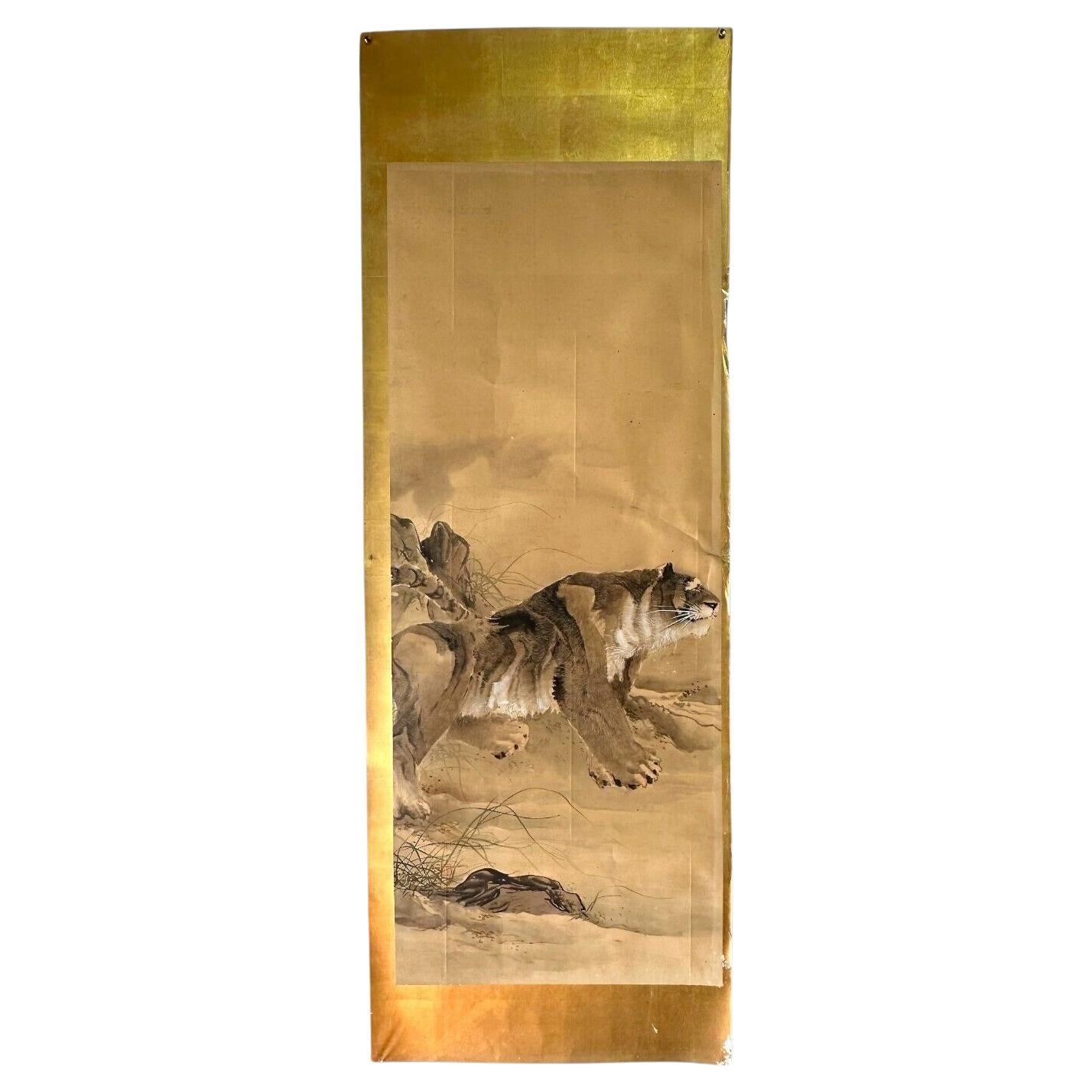 Late 19th century (Meiji period) painting depicting tiger For Sale