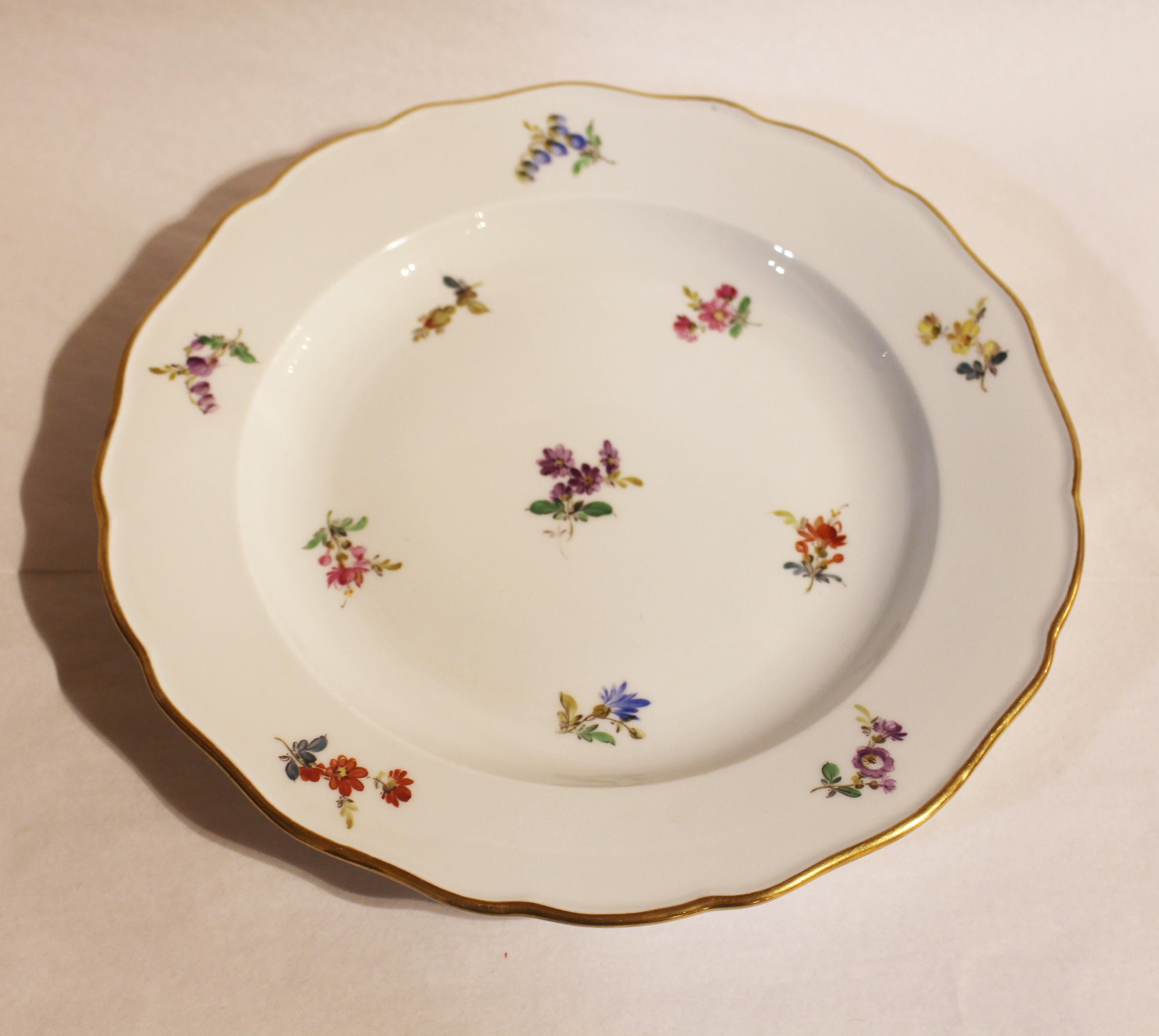 German Late 19th Century Meissen Dinner Plates - set of 12