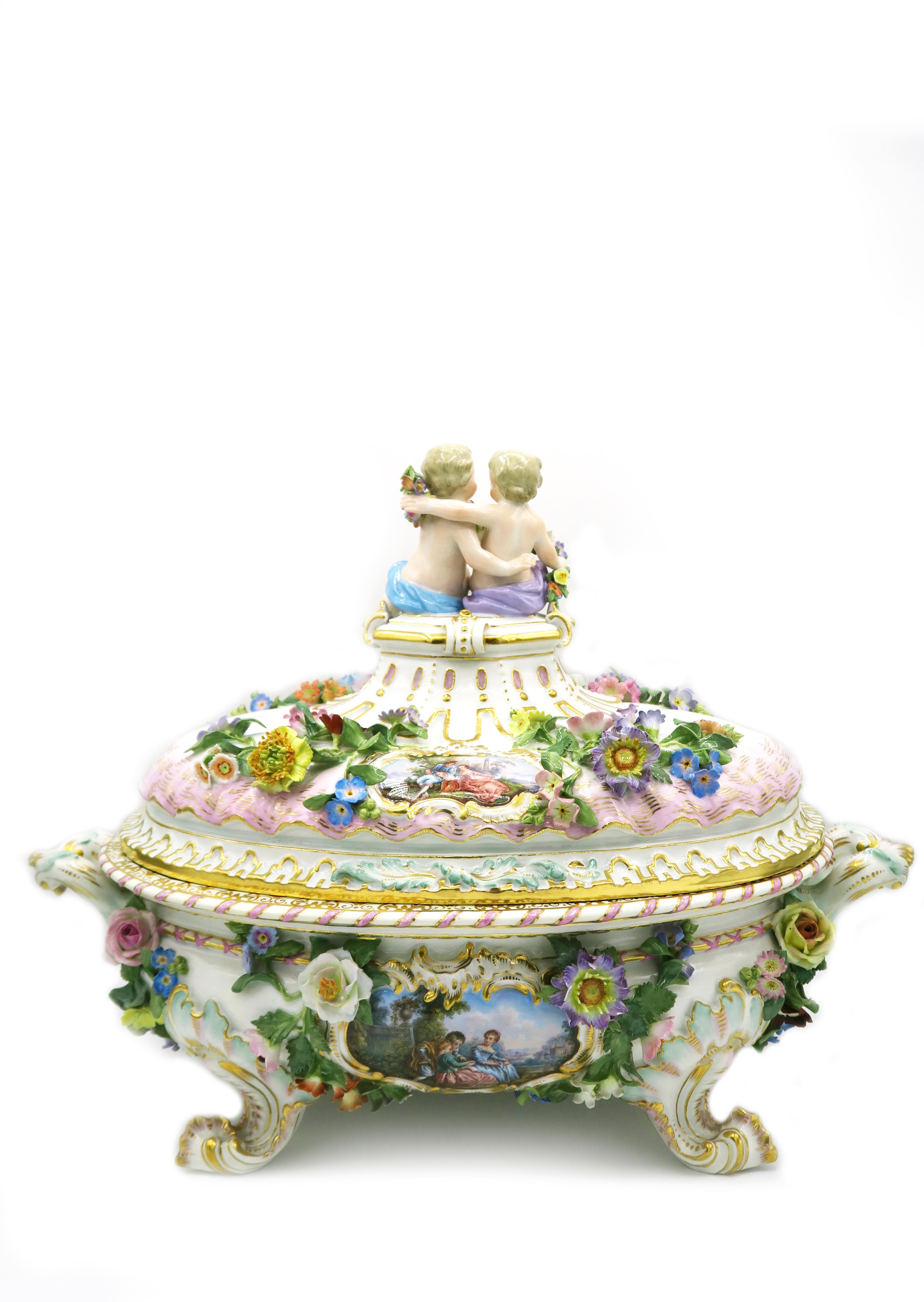 Gilt Late 19th Century Meissen Large Tureen For Sale