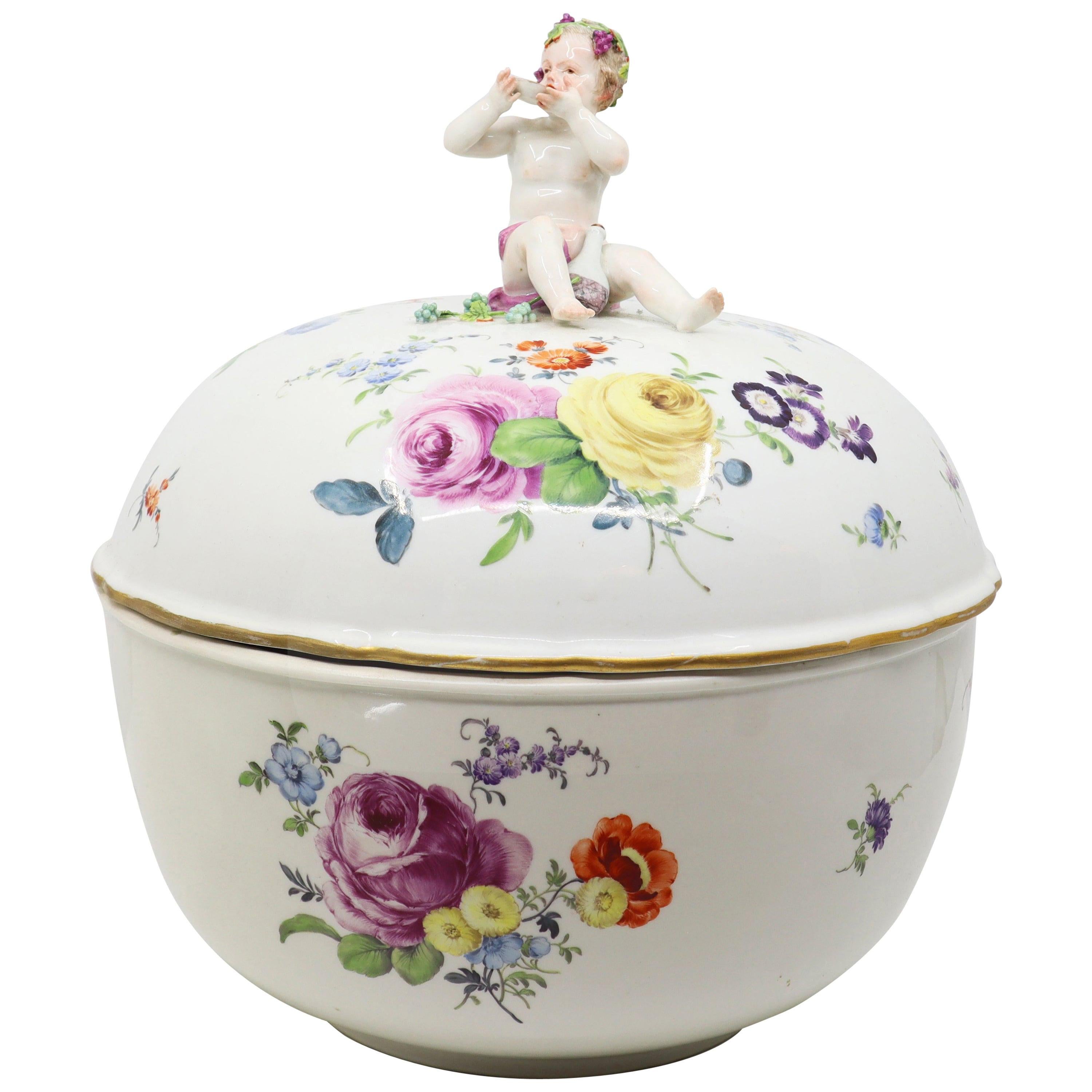 Late 19th Century, Meissen Porcelain Bowl with Lid, German For Sale