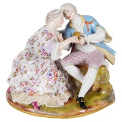 Antique Late 19th Century Meissen Porcelain Group of Two Lovers