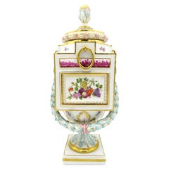 Antique Late 19th Century Meissen "Cube Vase in Empire Style "