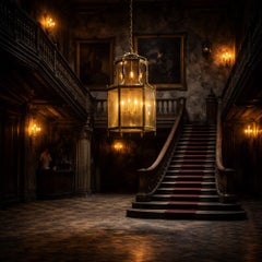 farol de vestíbulo de casa señorial de metal y cobre de finales del siglo xix