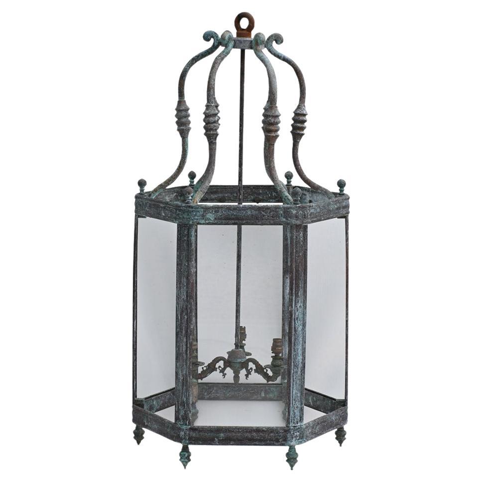 late 19th Century metal and copper manor house hallway lantern