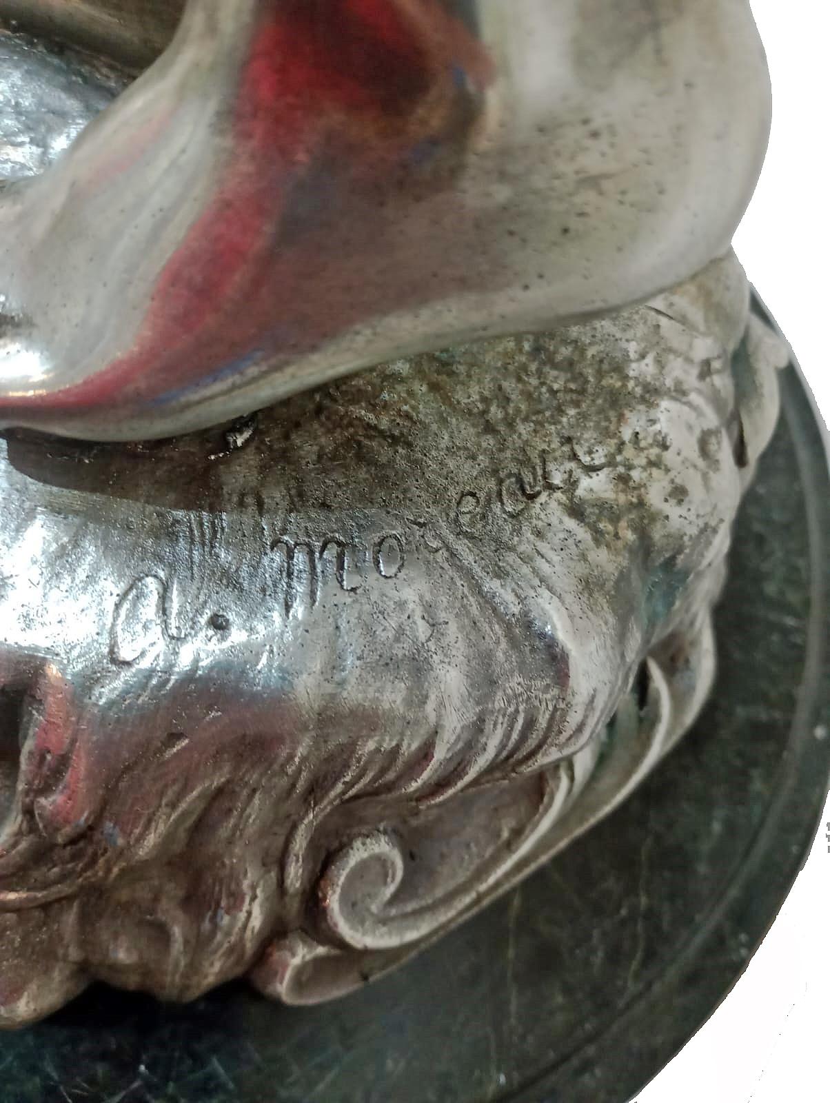 Late 19th Century Metal Sculpture of a Young Boy by Auguste Moreau, France For Sale 4
