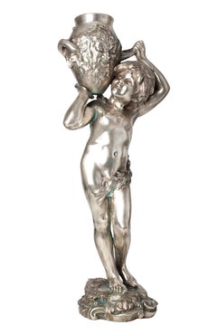 Late 19th Century Metal Sculpture of a Young Boy by Auguste Moreau, France