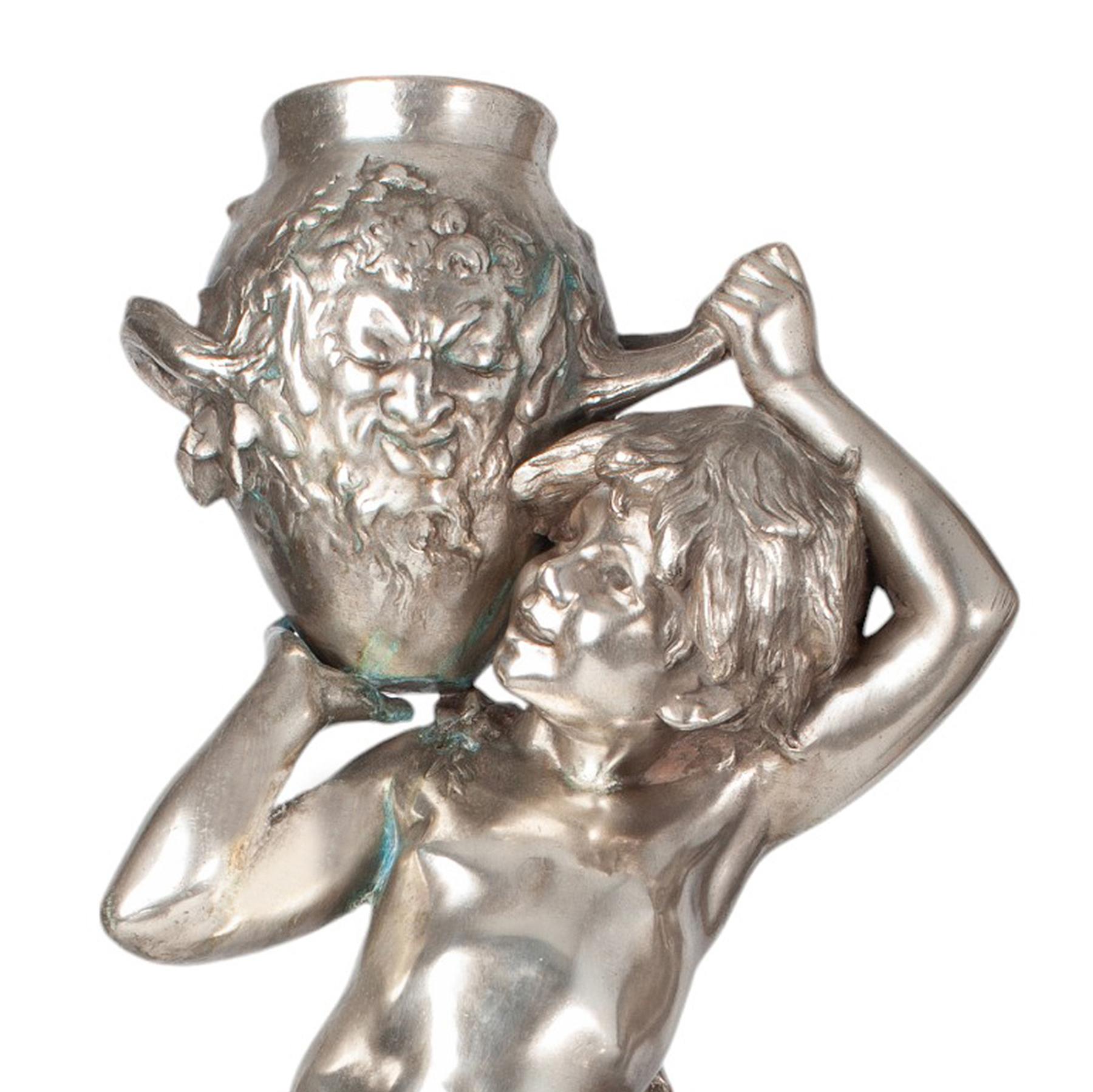 Late 19th Century Metal Sculpture of a Young Boy by Auguste Moreau, France For Sale 1