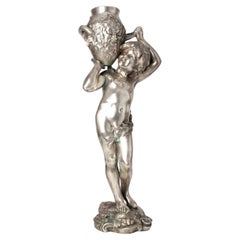 Late 19th Century Metal Sculpture of a Young Boy by Auguste Moreau, France
