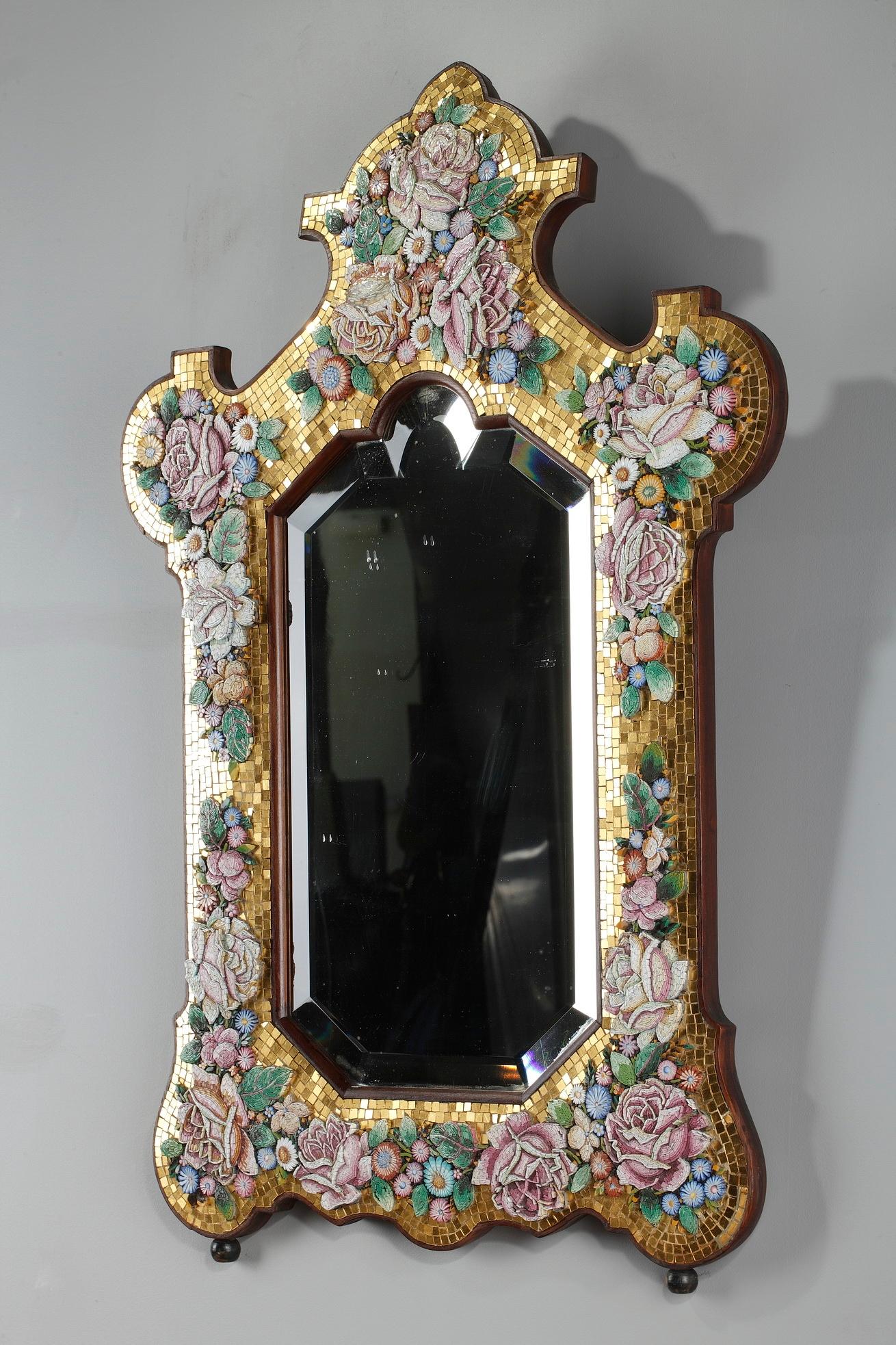 Baroque Late 19th Century Micromosaic Mirror, Venice For Sale