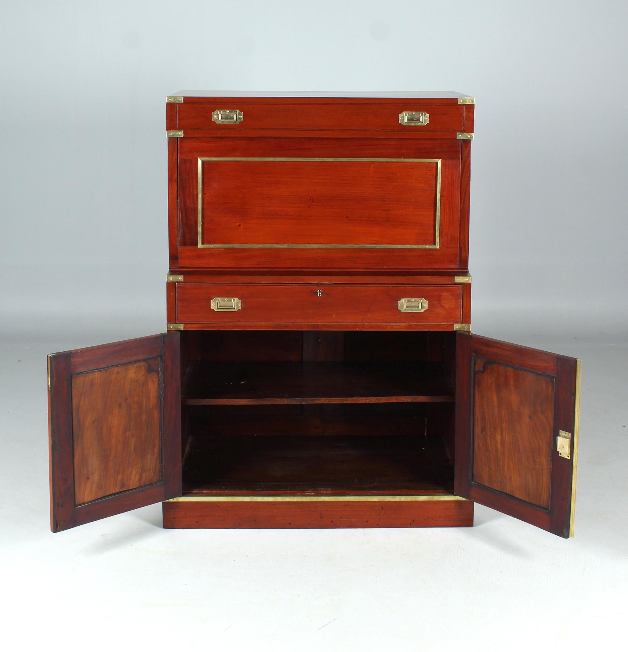 Late 19th Century Military Campaign Chest of Drawers, Secretary, Victorian, 1890 For Sale 6