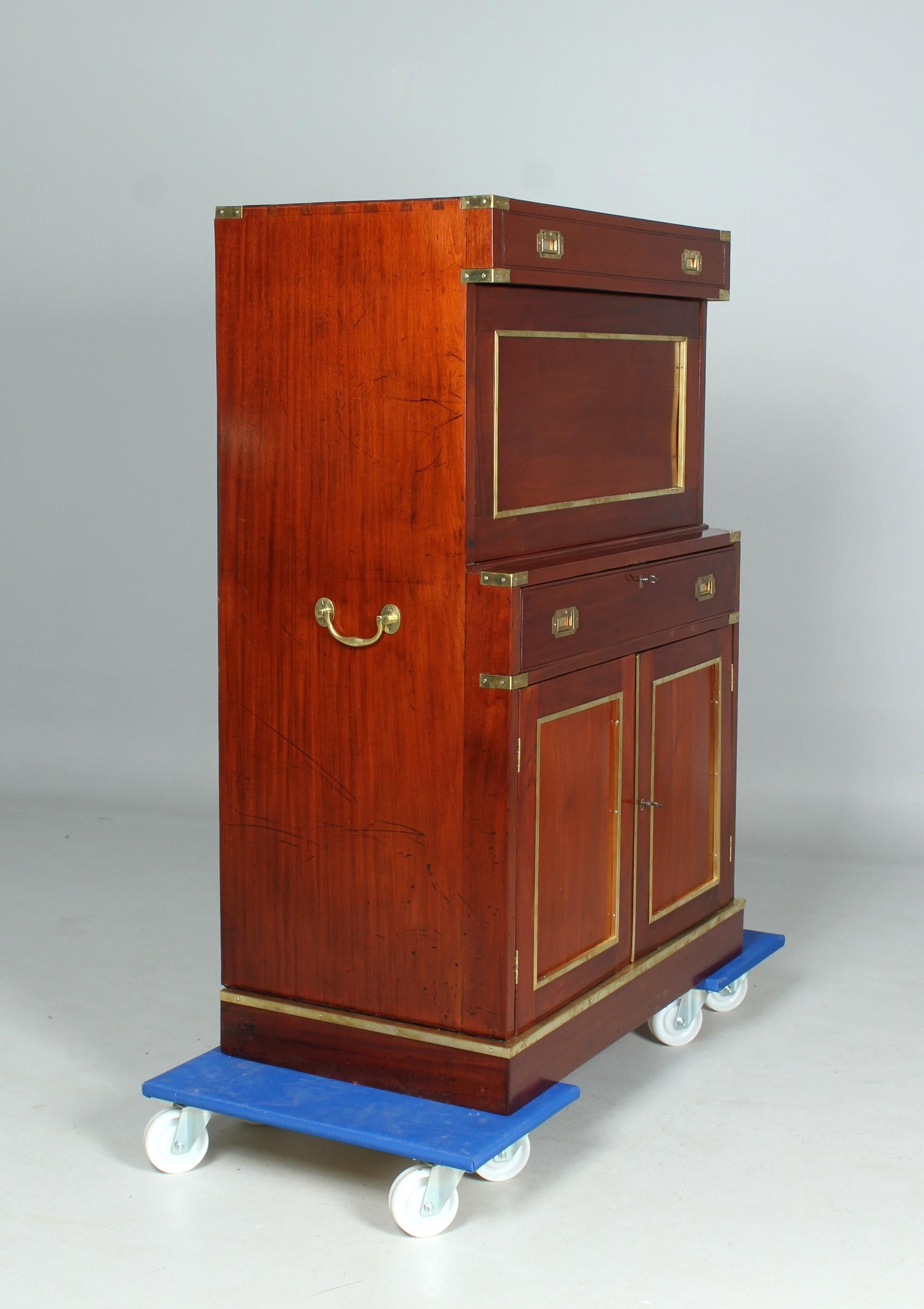 Late 19th Century Military Campaign Chest of Drawers, Secretary, Victorian, 1890 For Sale 7