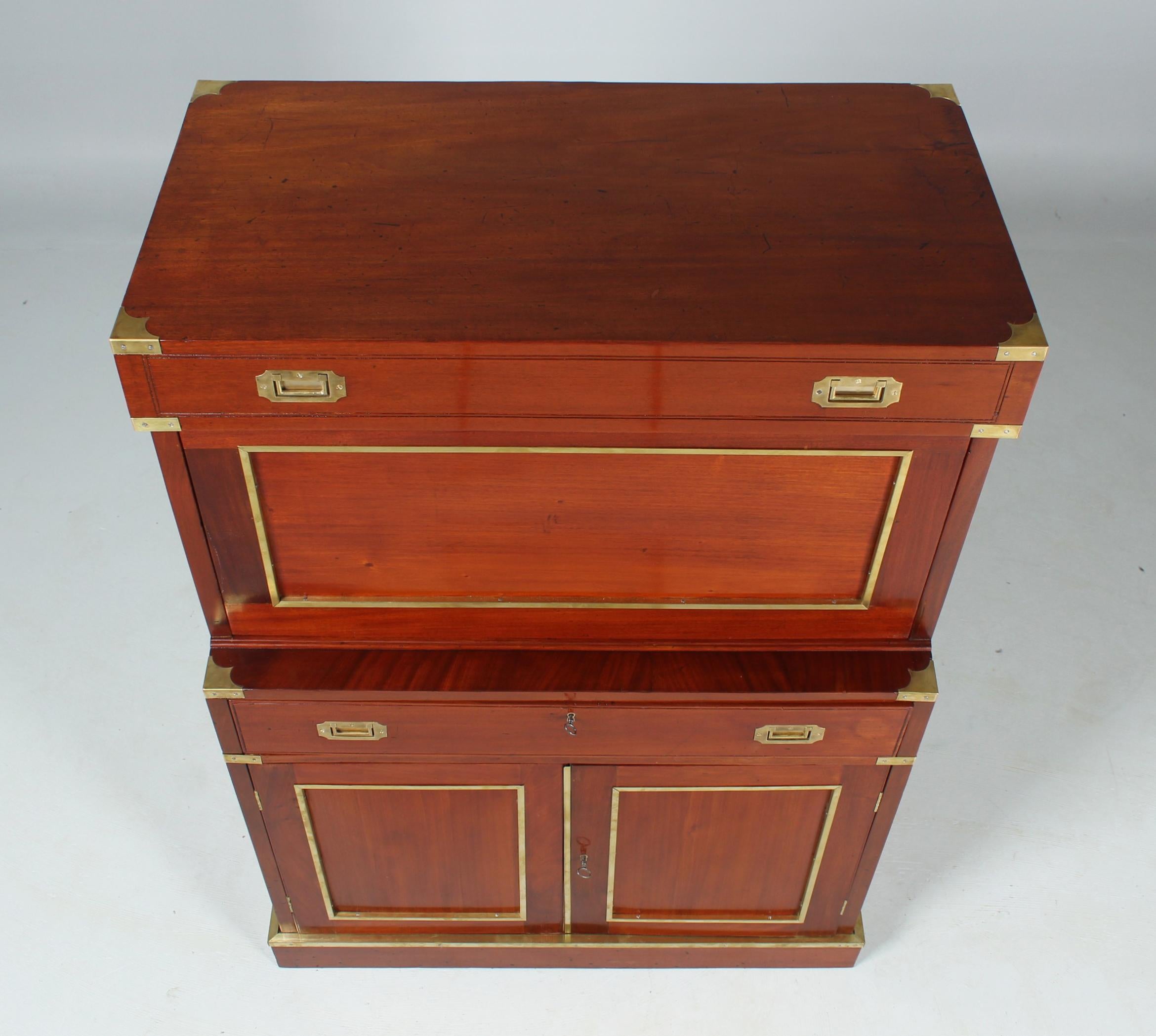 Late 19th Century Military Campaign Chest of Drawers, Secretary, Victorian, 1890 For Sale 8