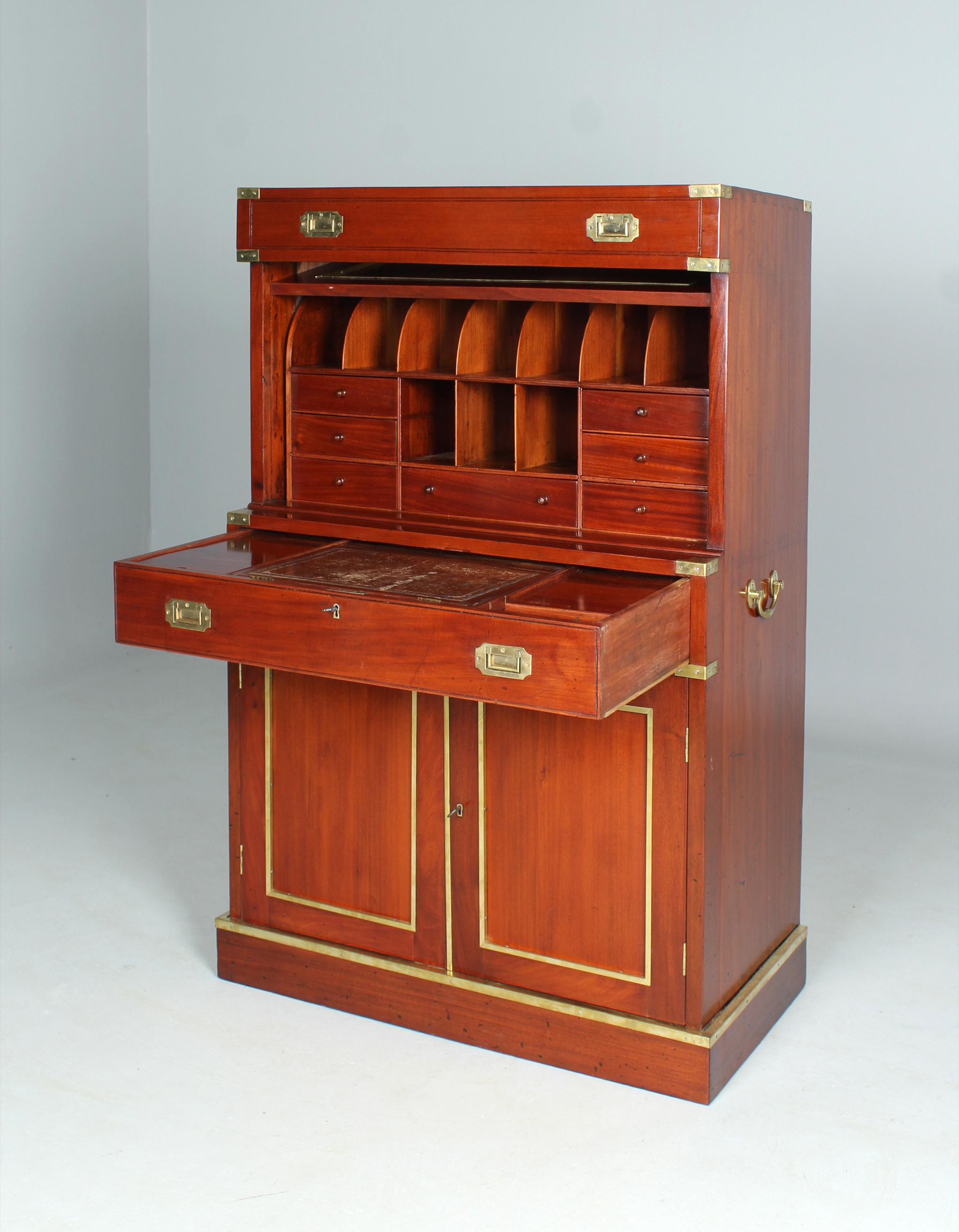 Late Victorian Late 19th Century Military Campaign Chest of Drawers, Secretary, Victorian, 1890 For Sale
