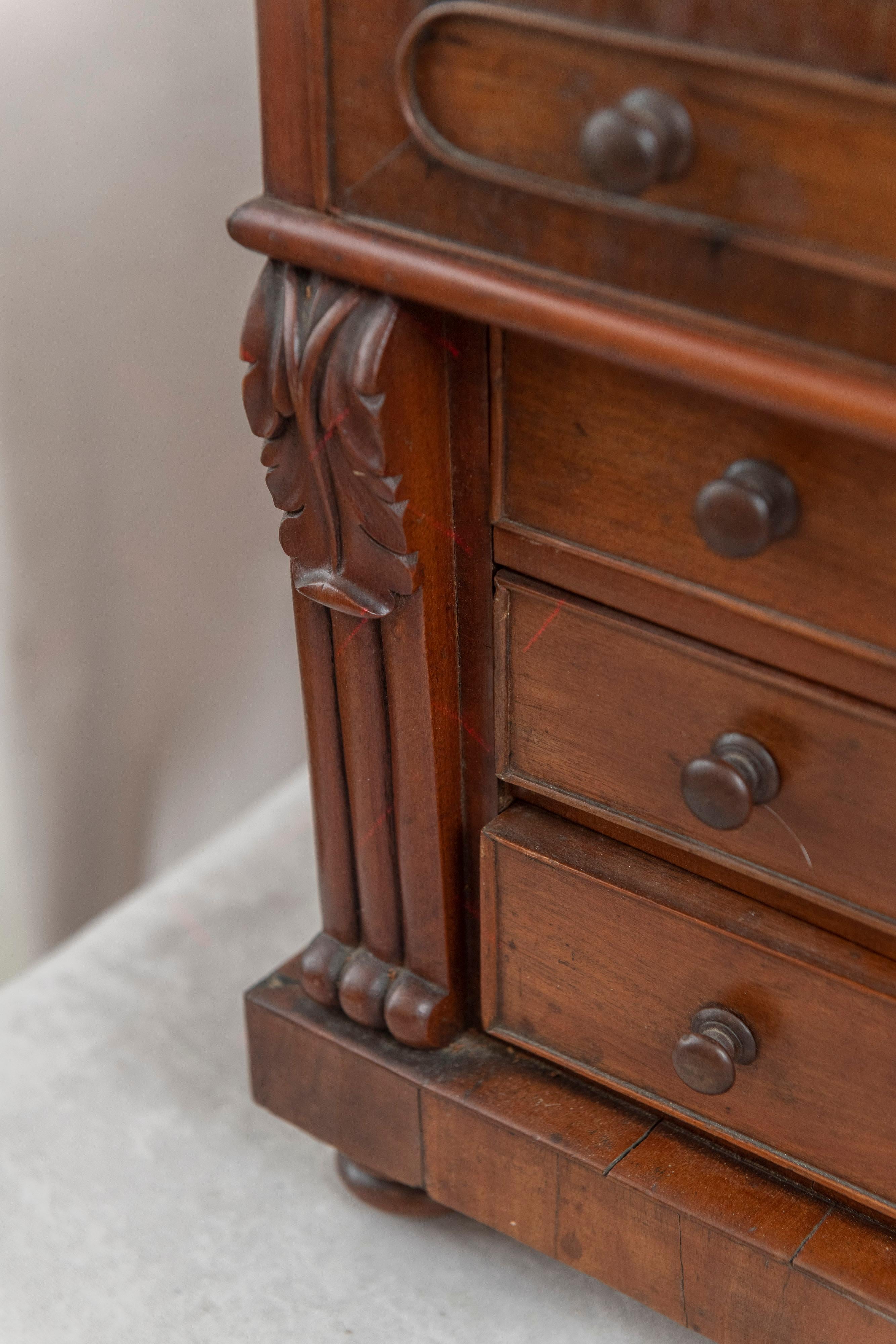 Late 19th Century Mini 4 Drawer Mahogany Dresser For Sale 1