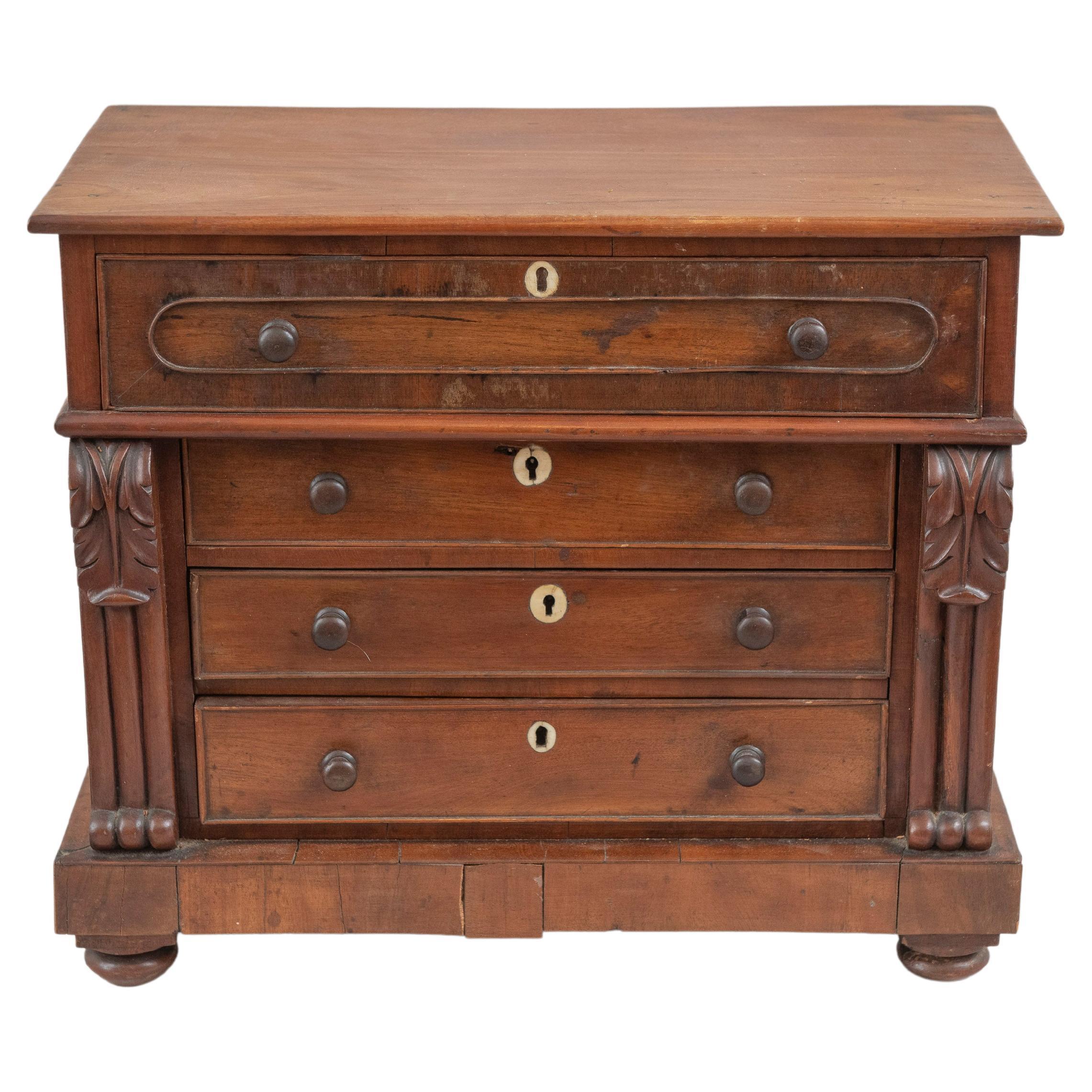 Late 19th Century Mini 4 Drawer Mahogany Dresser For Sale