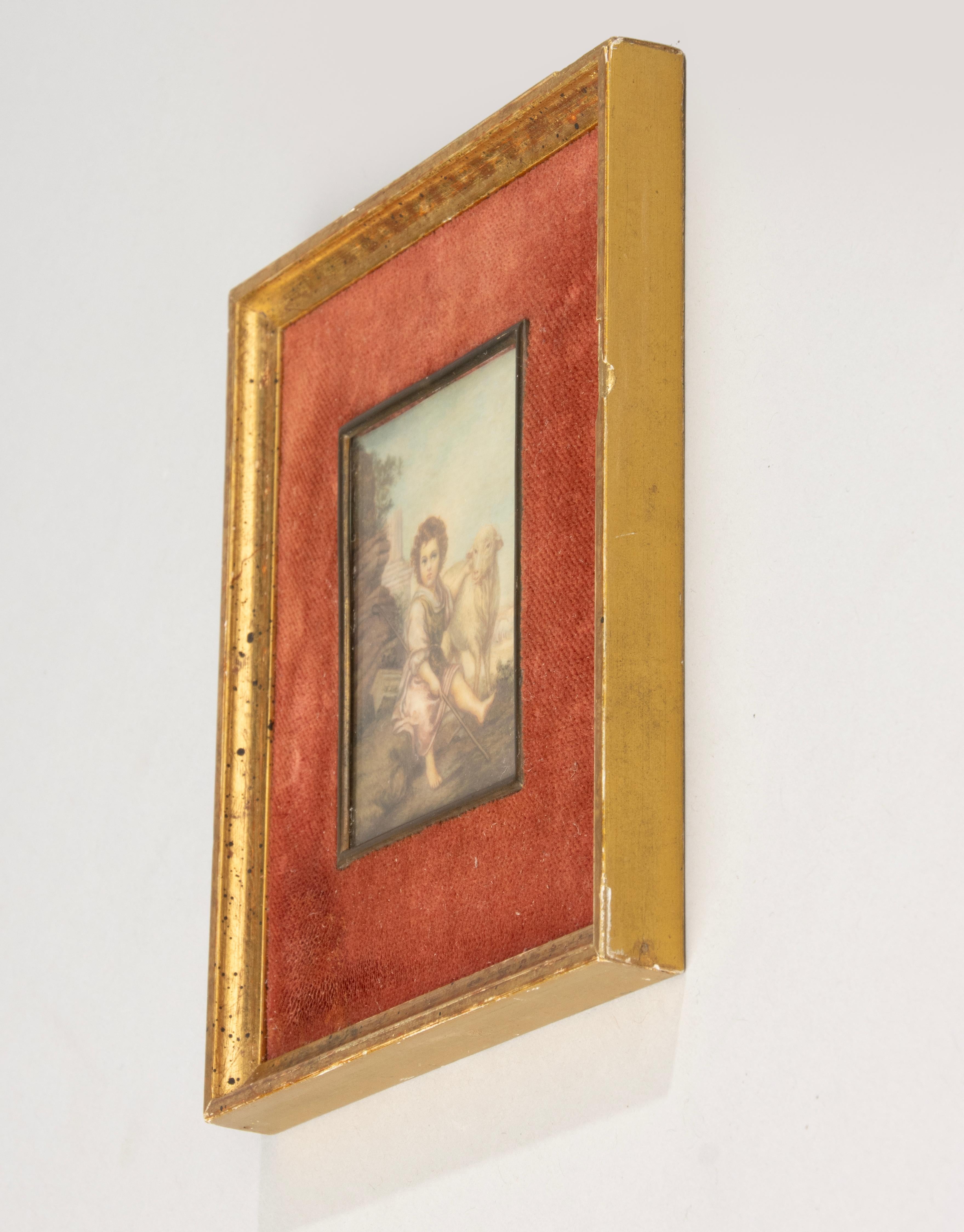 Hand-Painted Late 19th Century Miniature Painting - Watercolor and Pencil on Paper   For Sale