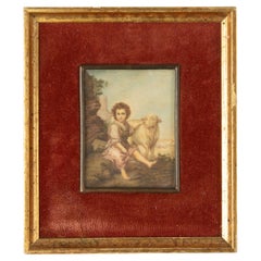 Antique Late 19th Century Miniature Painting - Watercolor and Pencil on Paper  