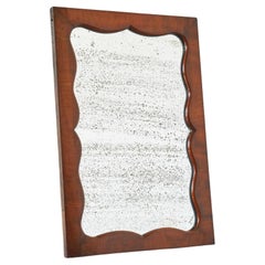 Late 19th Century Mirror with Scalloped Frame in Wood and Weathered Mirror Plate