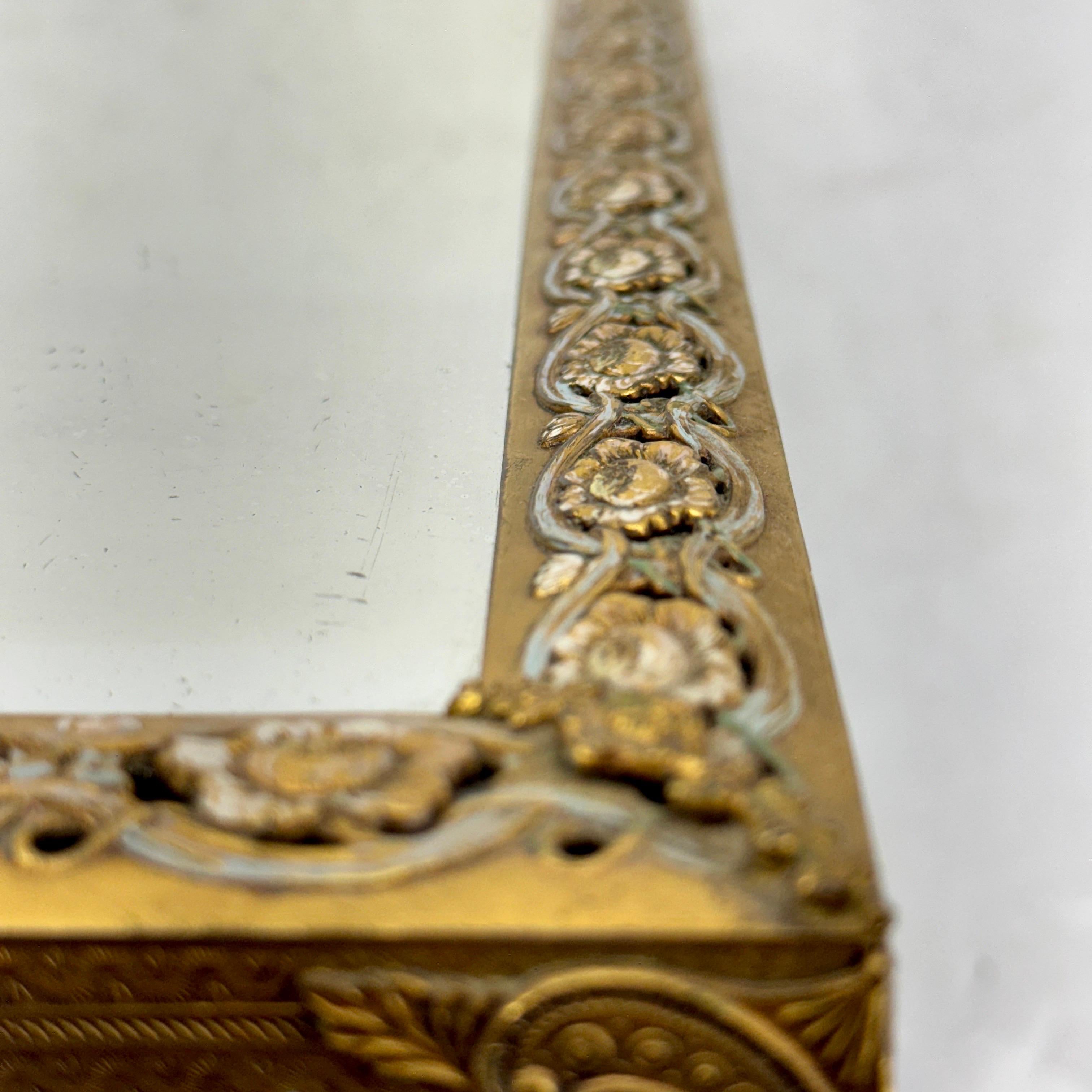 Late 19th Century Mirrored Glass Brass Jewelry Tray For Sale 5