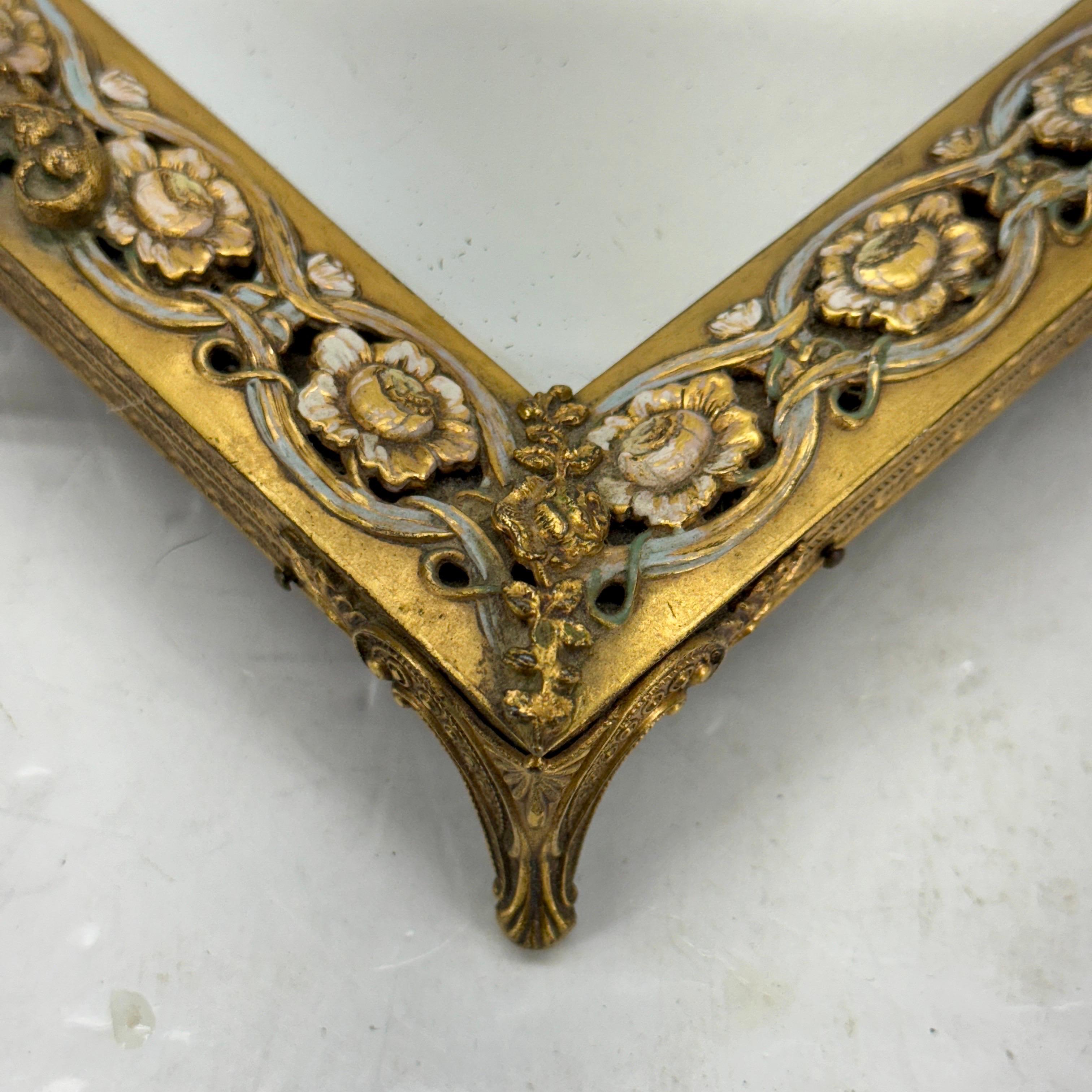 Late 19th Century Mirrored Glass Brass Jewelry Tray In Good Condition For Sale In Haddonfield, NJ