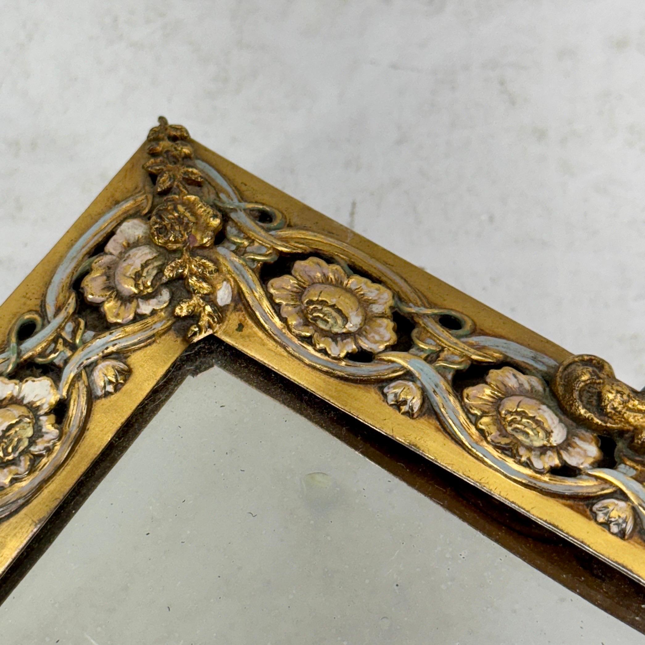 Bronze Late 19th Century Mirrored Glass Brass Jewelry Tray For Sale