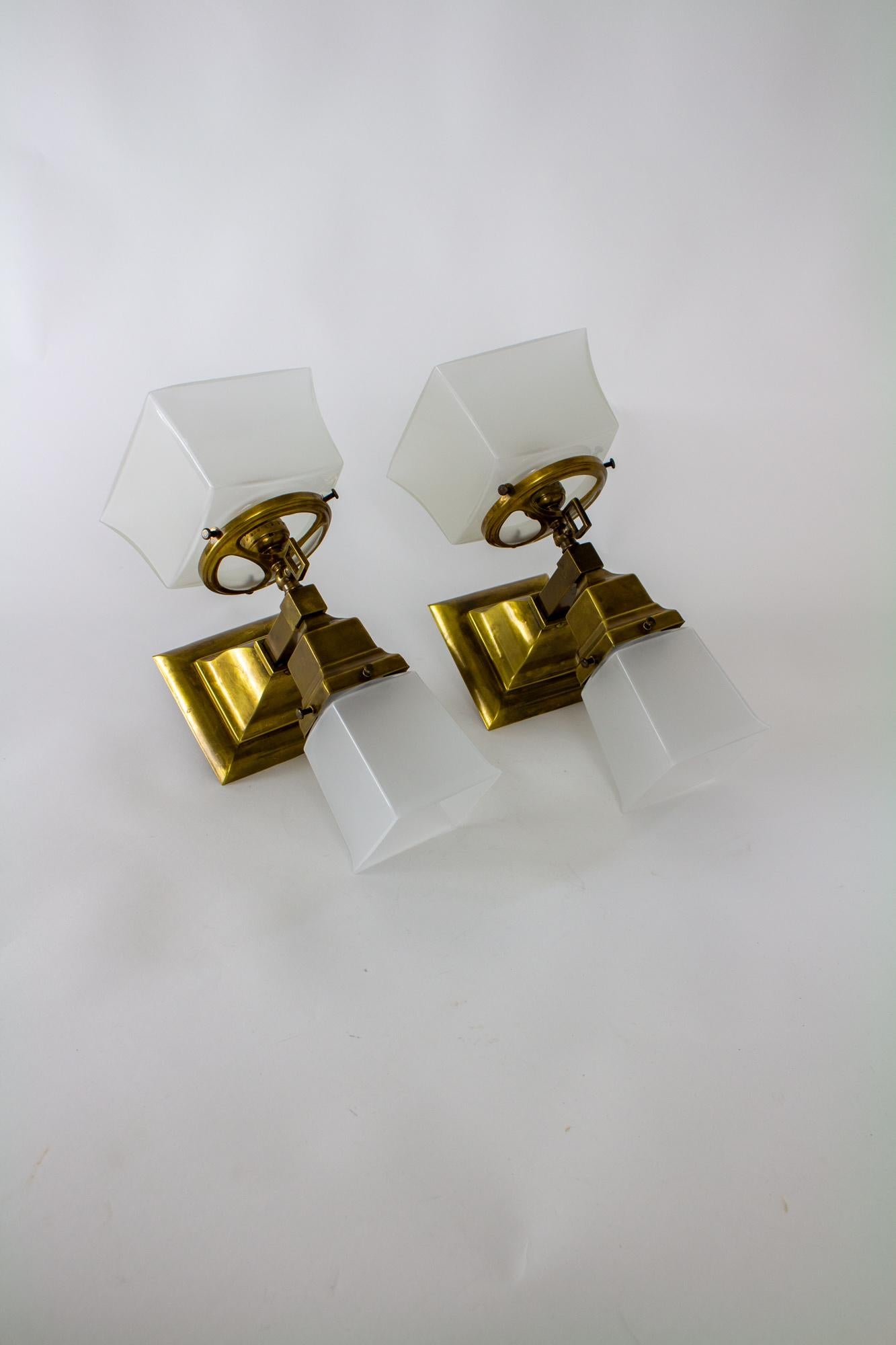 Late 19th Century Mission Style Gas and Electric Sconces, a Pair For Sale 2