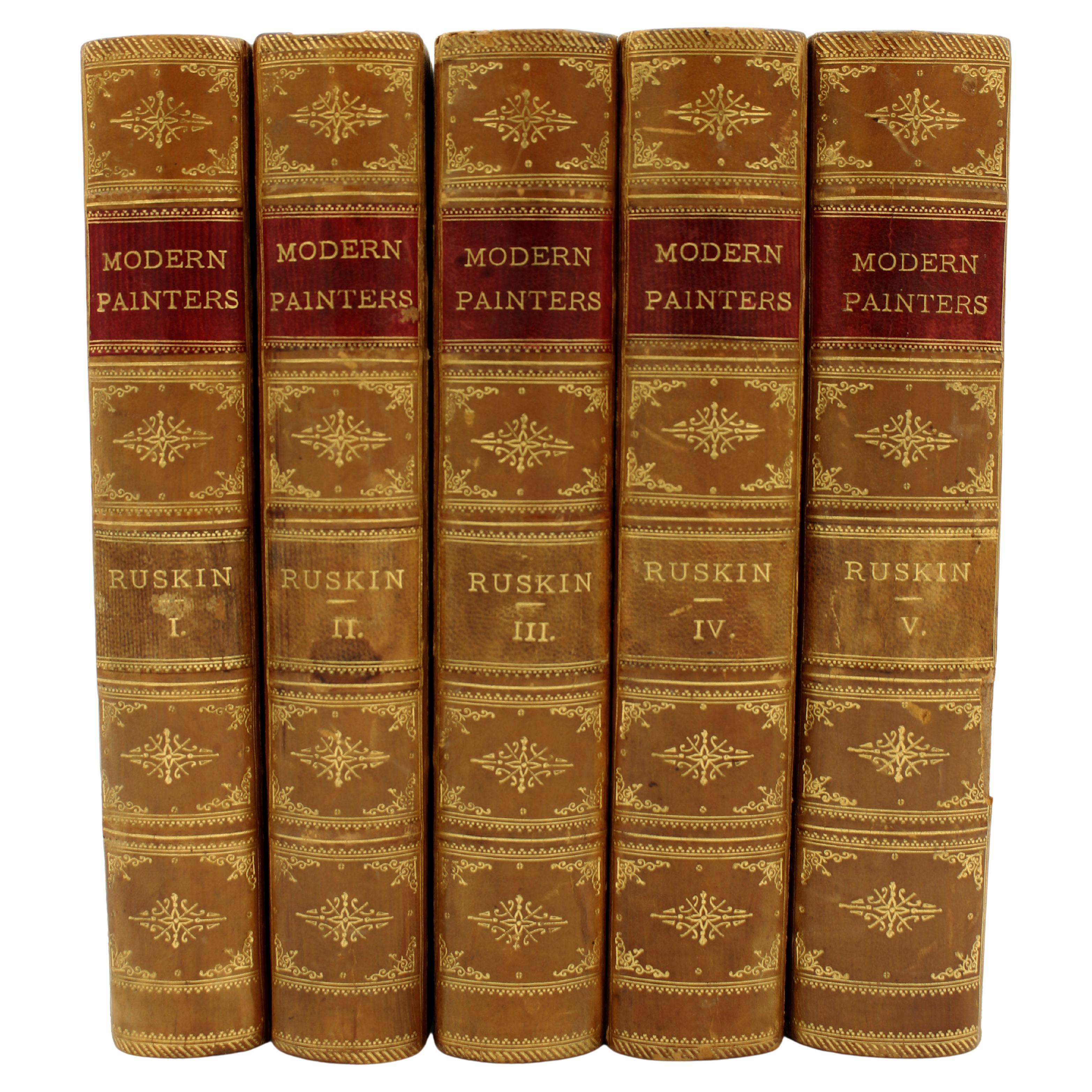 Late 19th Century "Modern Painters" Books by Ruskin, Set of 5