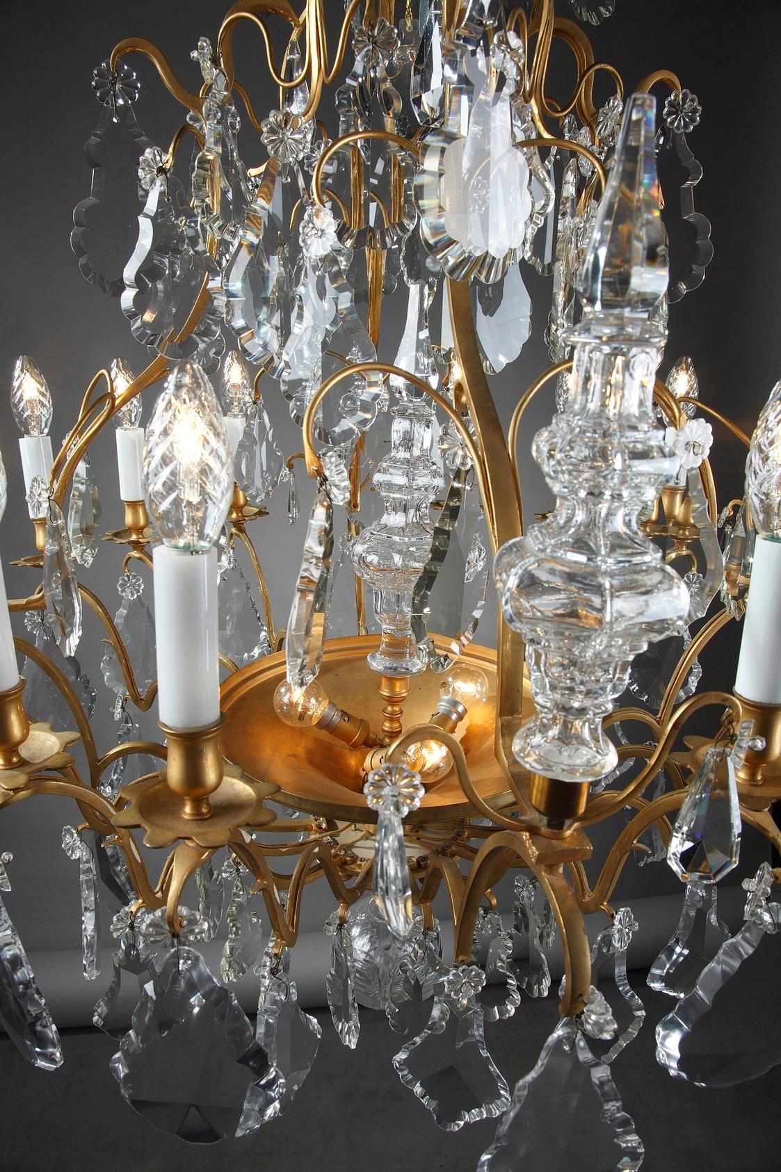 Late 19th Century Monumental 12-Light Gilt Bronze and Crystal Chandelier 11