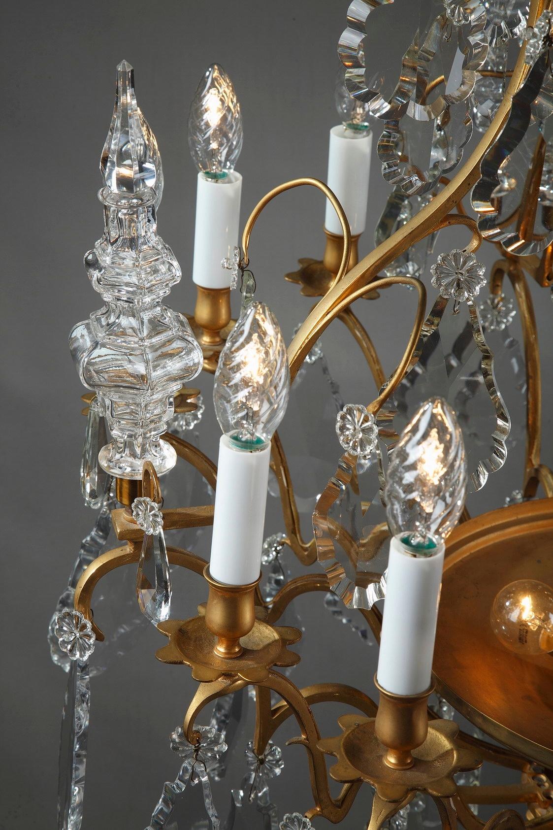 Late 19th Century Monumental 12-Light Gilt Bronze and Crystal Chandelier 2
