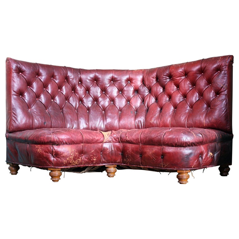 Late 19th Century Moroccan Maroon Leather Buttoned Corner Sofa at 1stDibs