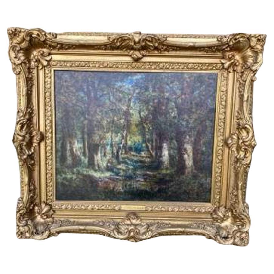 Late 19th Century Movement Style Original Oil Painting by Adrien Schultz For Sale