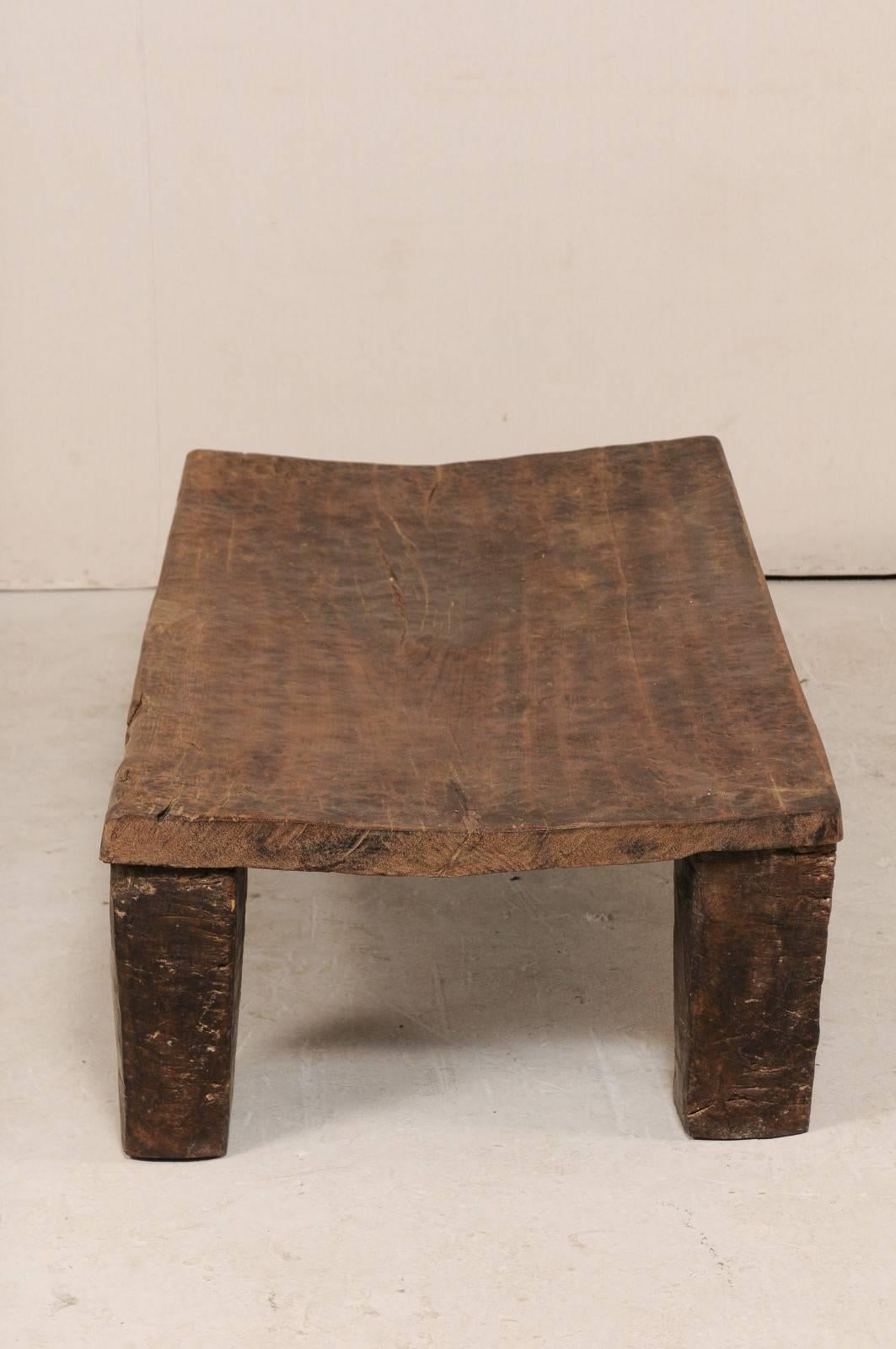 Late 19th Century Nagaland, India Bed Made Rustic Wood Coffee Table 2