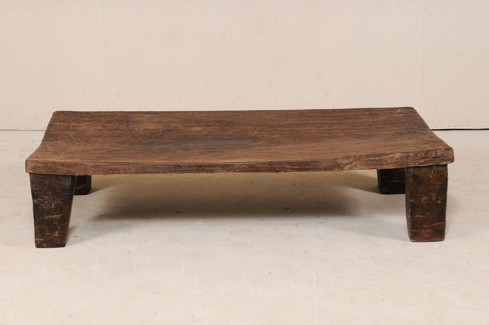 Late 19th Century Nagaland, India Bed Made Rustic Wood Coffee Table 3