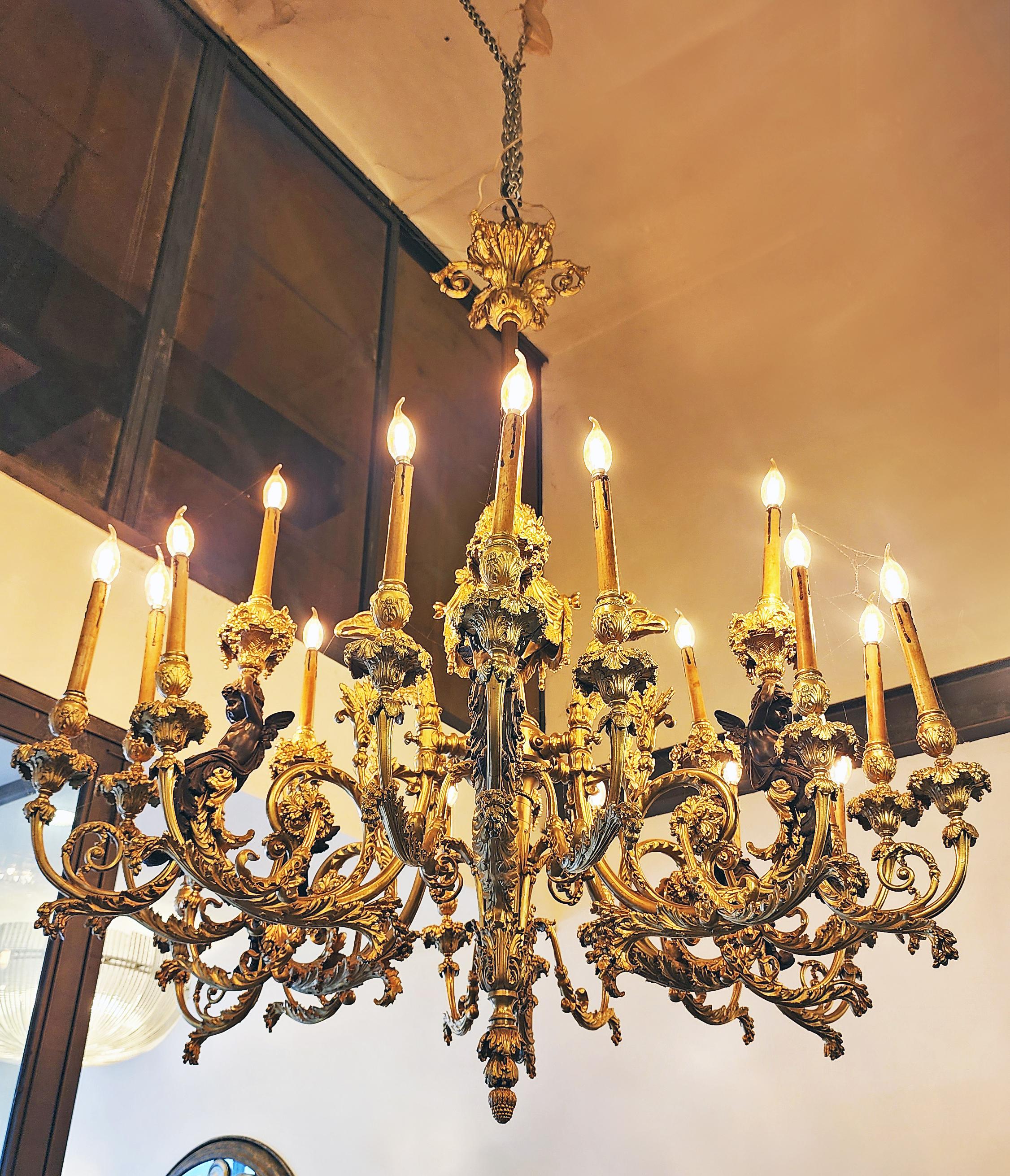 Late 19th Century French Napoleon III 24-light gilt bronze monumental chandelier

By: unknown
Material: metal, bronze, copper, tin, glass
Technique: cast, molded, polished, metalwork, gilt
Dimensions: 54 in x 67 in
Date: late 19th century
Style: