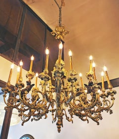 Late 19th Century French Napoleon III 24-Light Gilt Bronze Monumental Chandelier