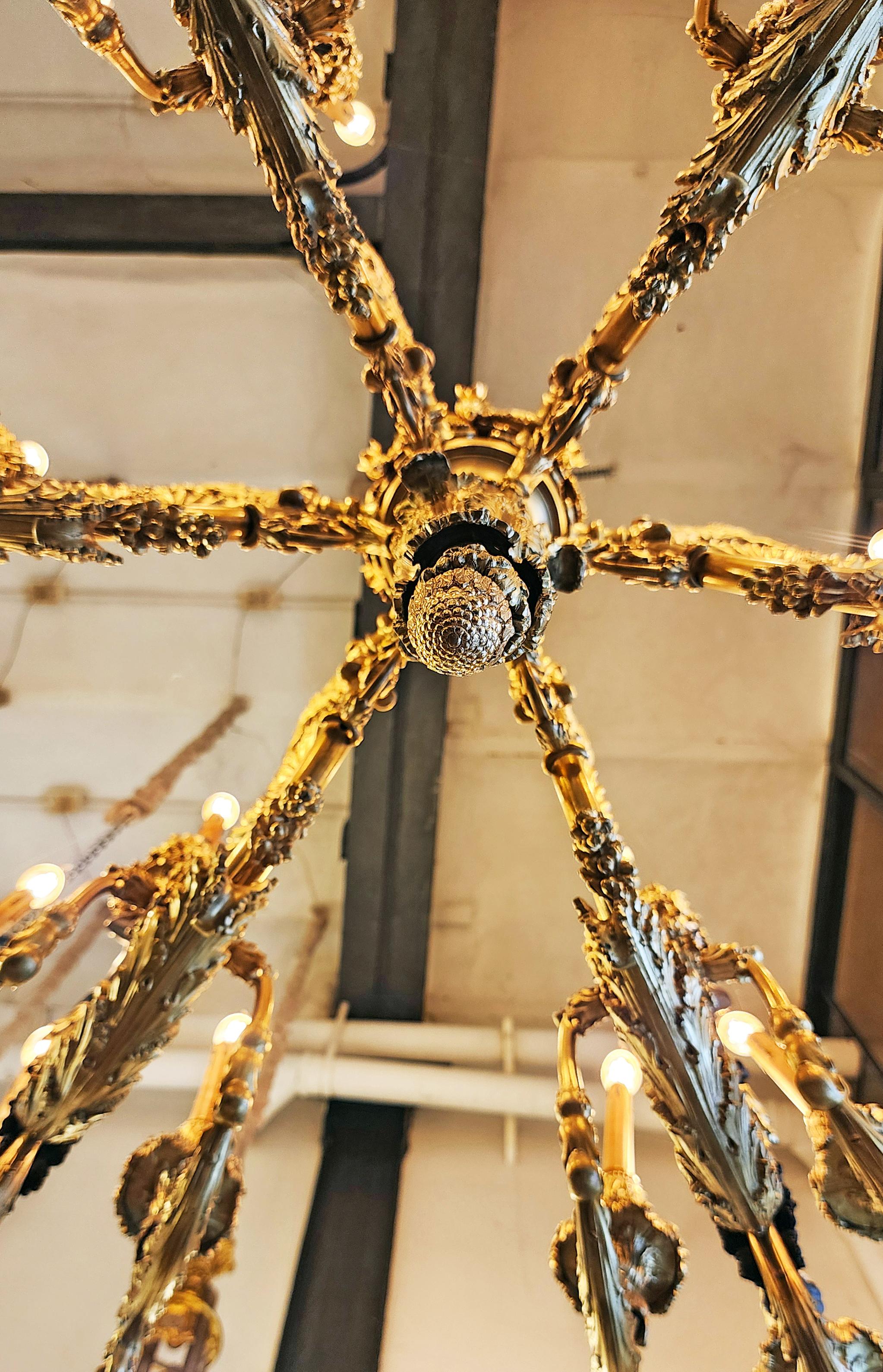 Metal Late 19th Century French Napoleon III 24-Light Gilt Bronze Monumental Chandelier For Sale