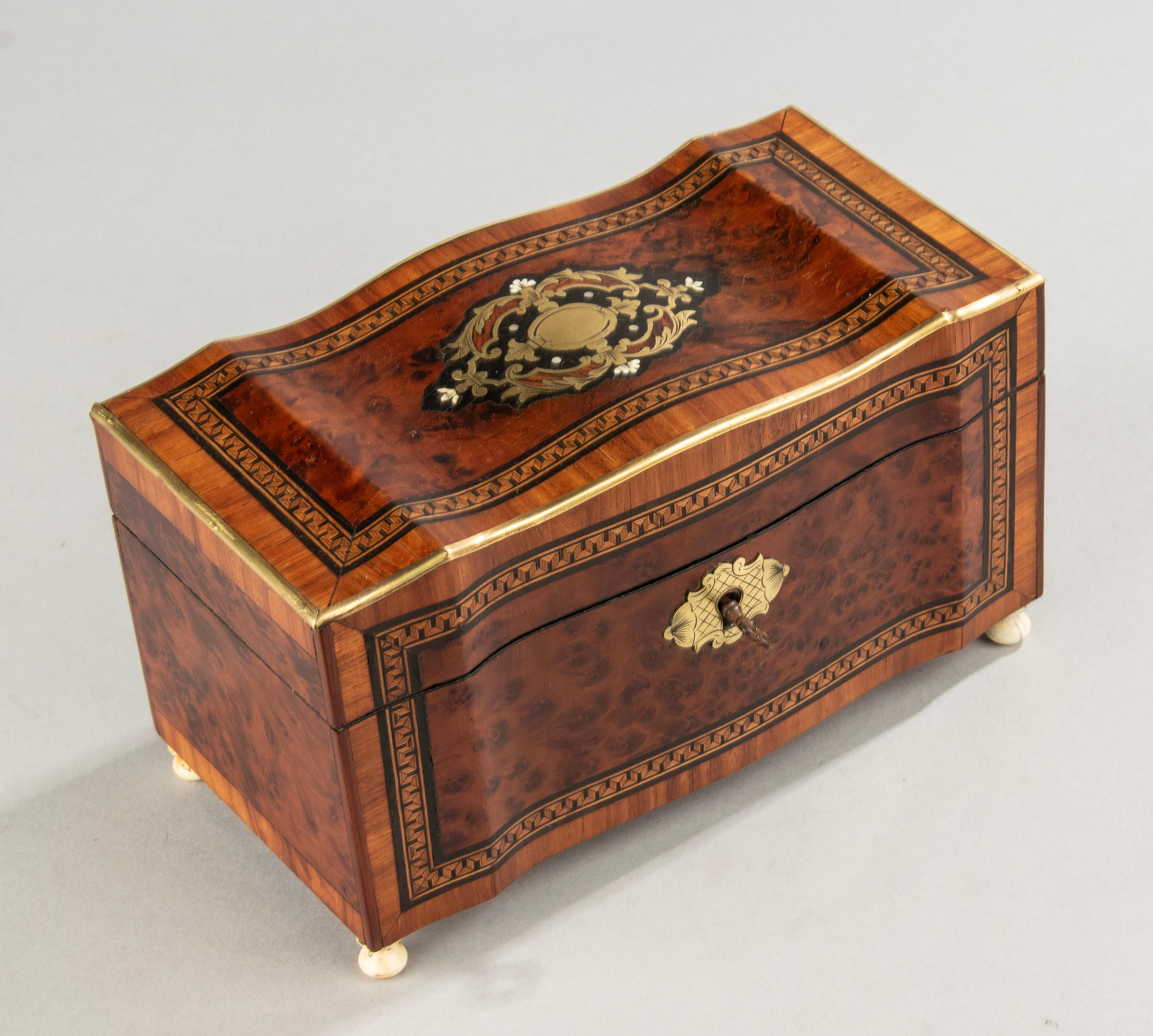 Late 19th Century Napoleon III Bombay Wood Marquetry Tea Caddy For Sale 2