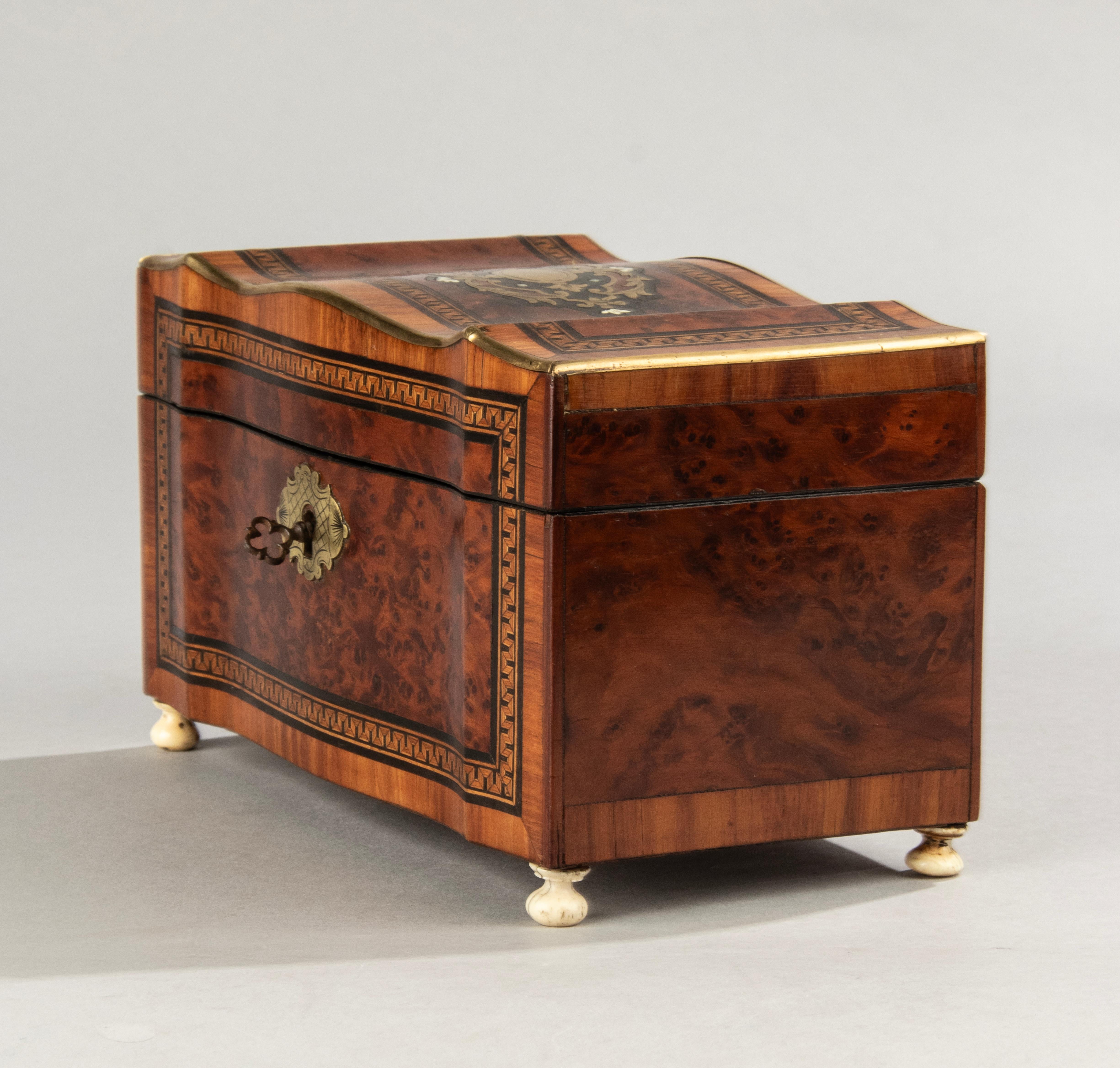 Late 19th Century Napoleon III Bombay Wood Marquetry Tea Caddy For Sale 4