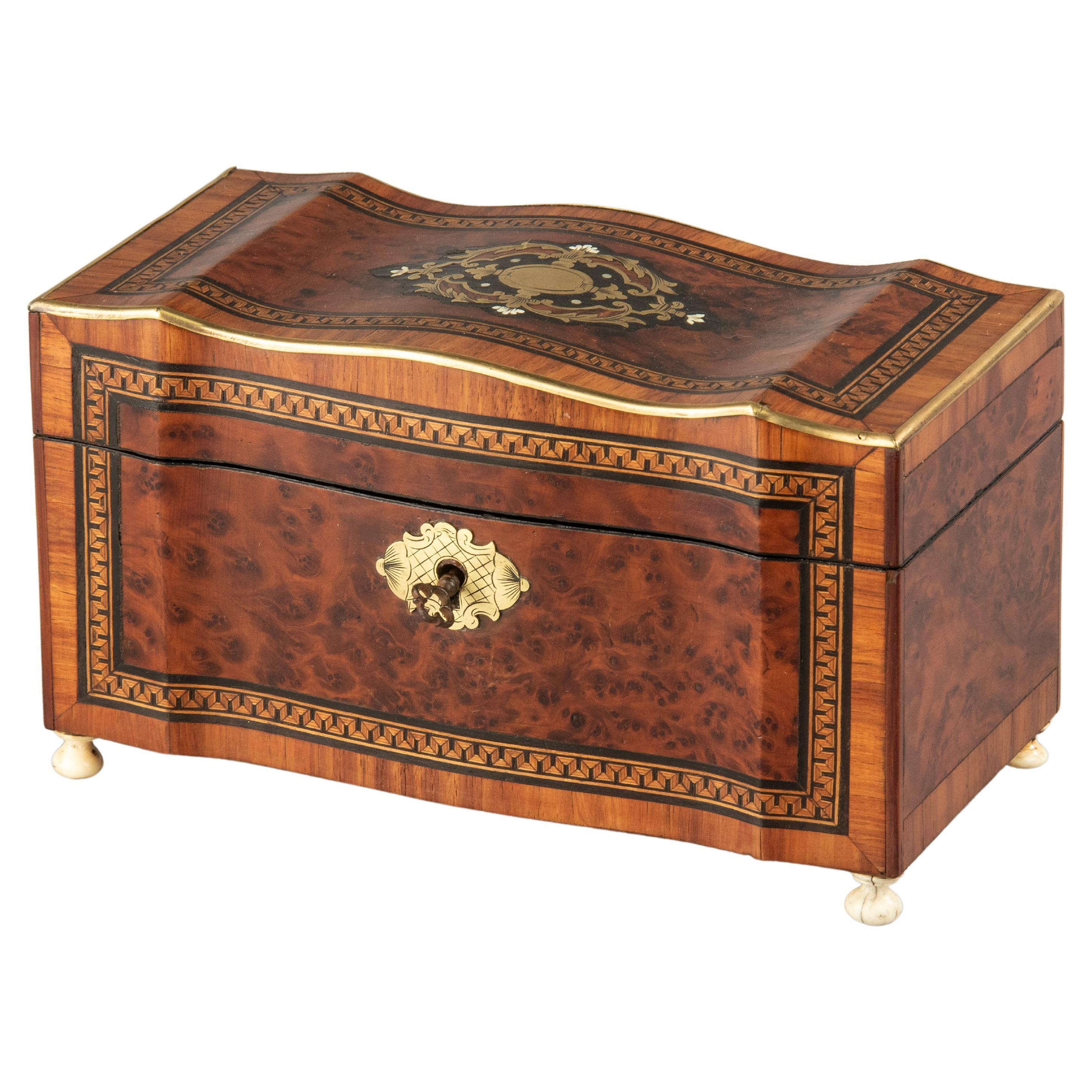Late 19th Century Napoleon III Bombay Wood Marquetry Tea Caddy For Sale