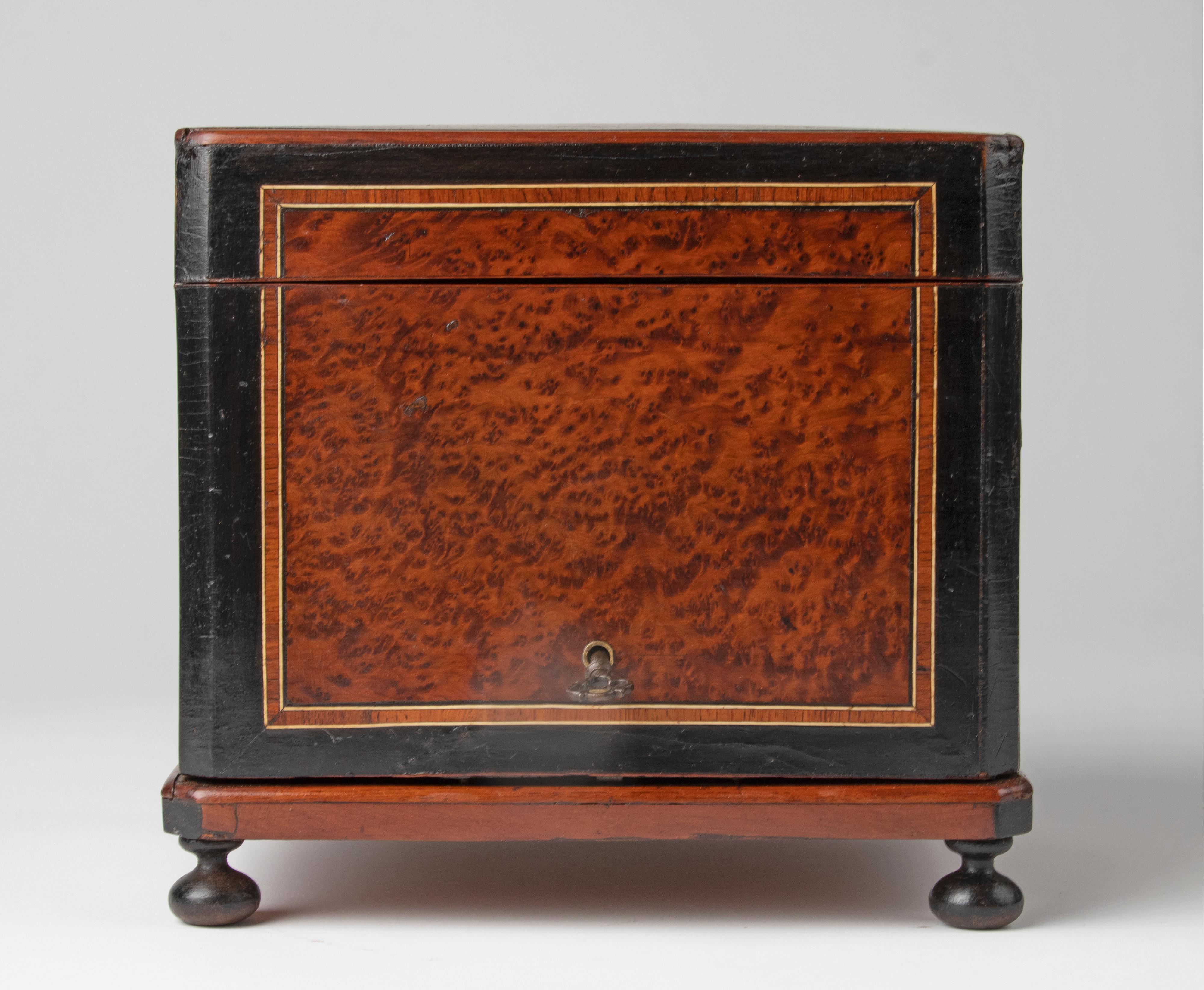 French Late 19th Century Napoleon III Burl Walnut Cigar Box