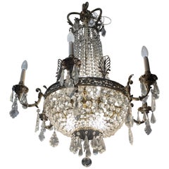 Antique Late 19th Century Napoleon III Crystal Brass French Louis XV Chandelier, 1880s