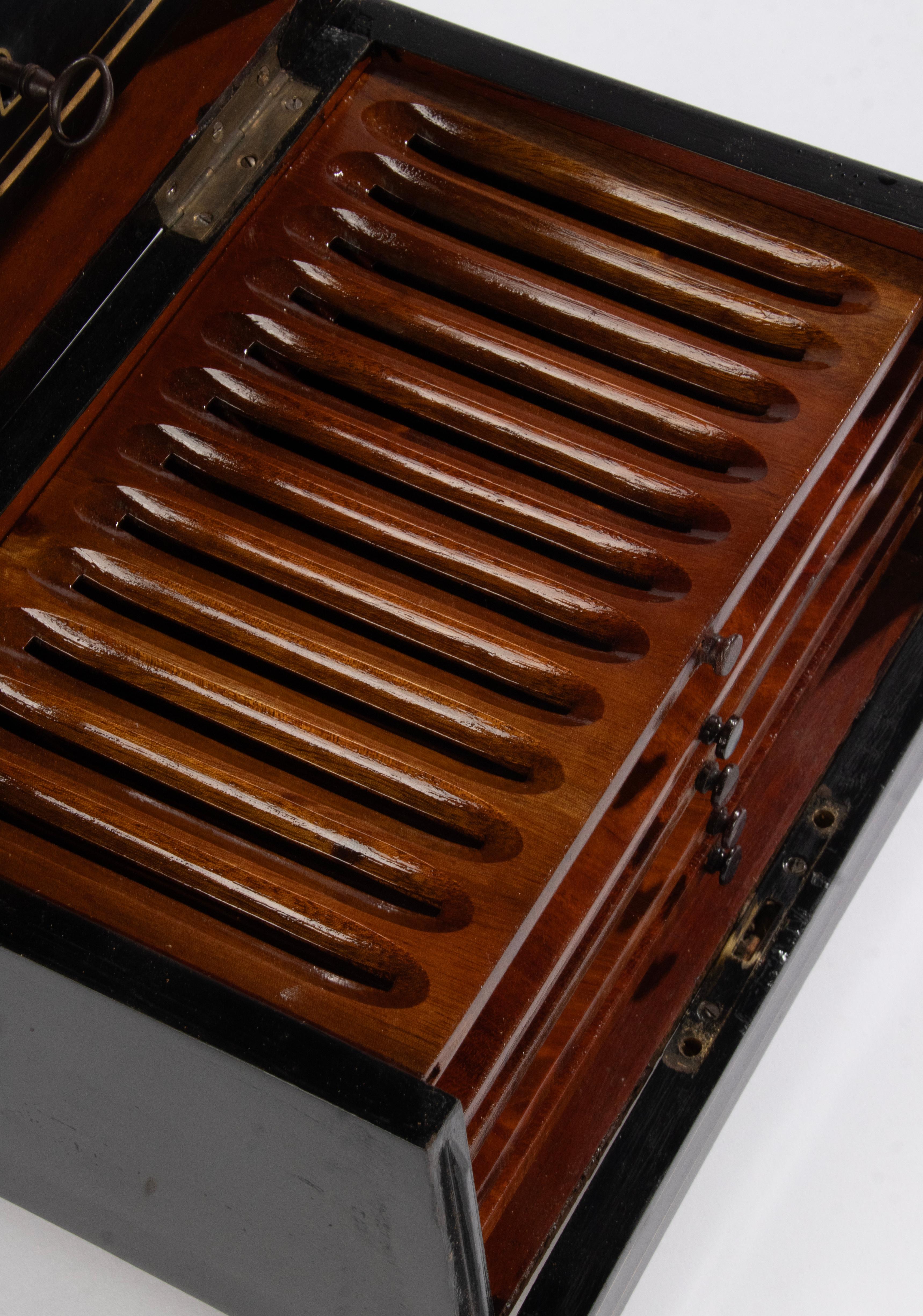 Late 19th Century Napoleon III Ebonized Cigar Cabinet For Sale 5