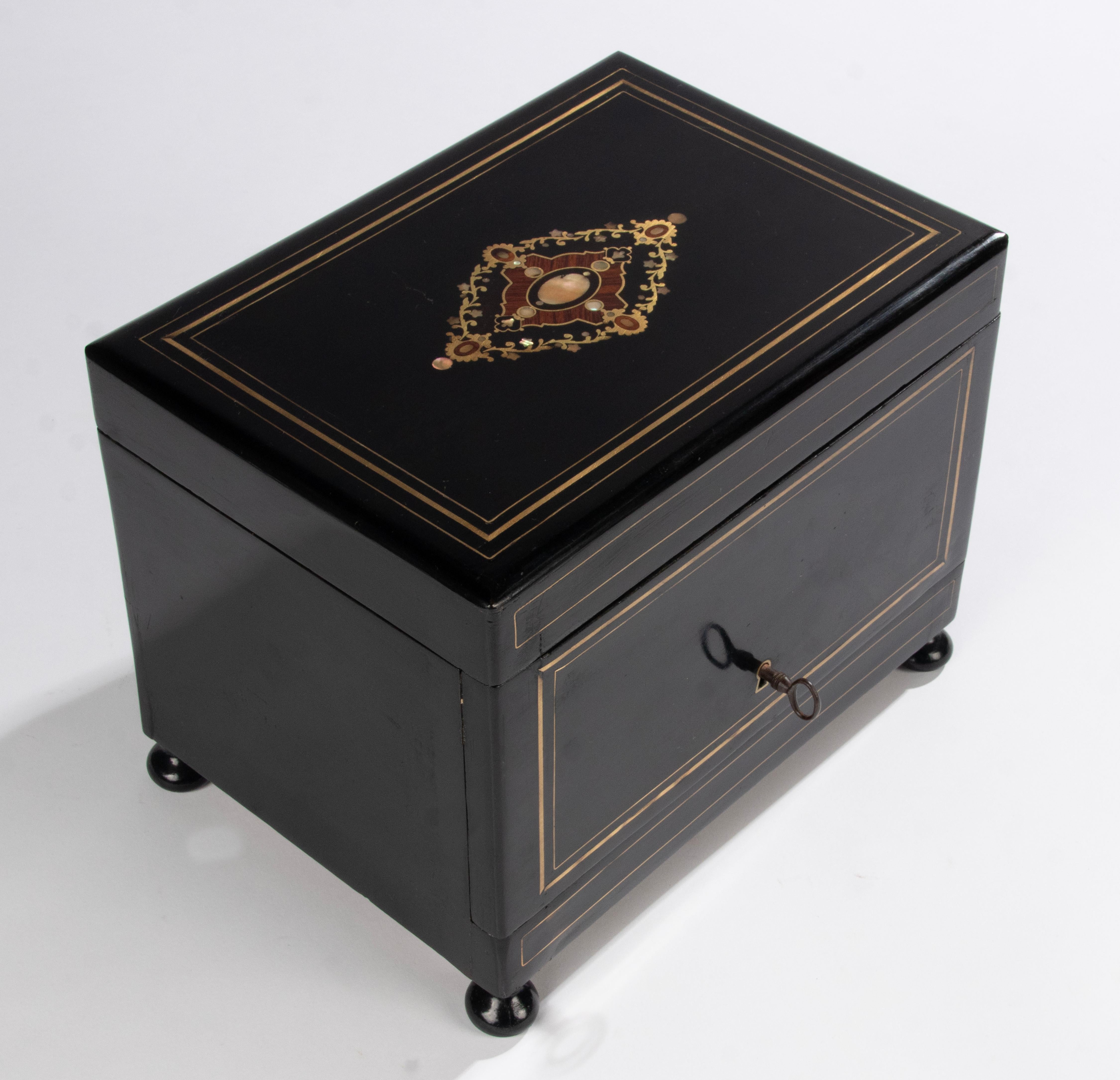 Late 19th Century Napoleon III Ebonized Cigar Cabinet For Sale 6